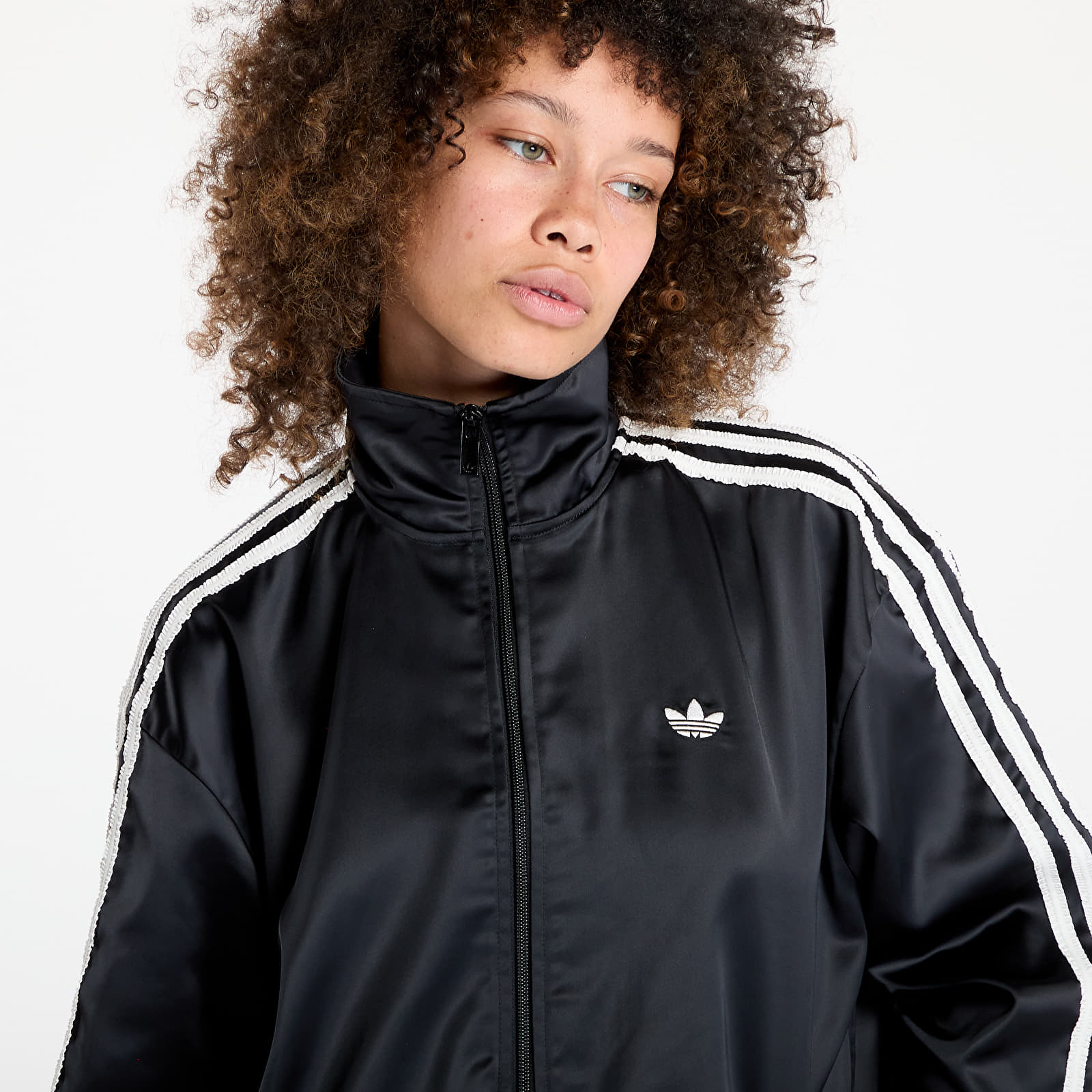 Women's jackets adidas Originals Satin Firebird Track Top Ruffle 3-Stripes Black