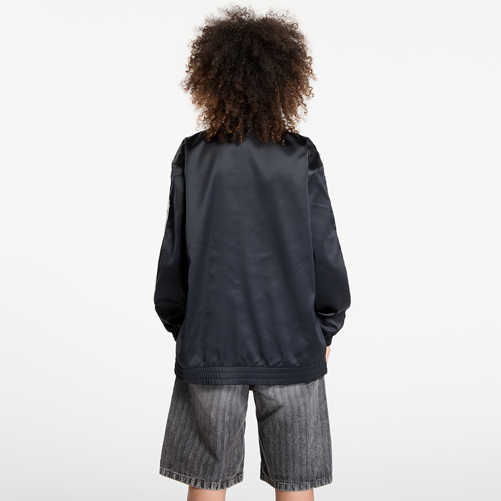 Women's jackets adidas Originals Satin Firebird Track Top Ruffle 3-Stripes Black