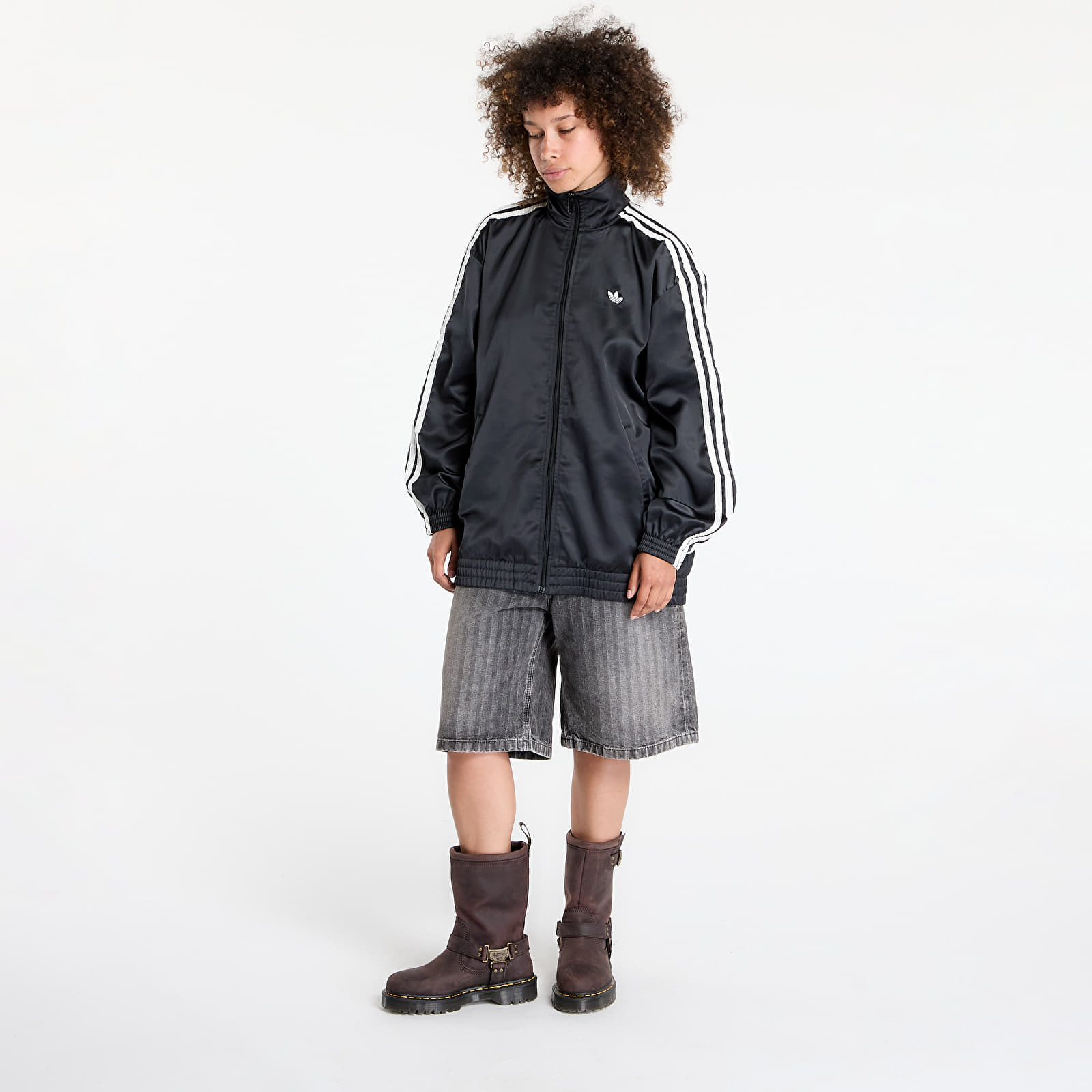 Women's jackets adidas Originals Satin Firebird Track Top Ruffle 3-Stripes Black