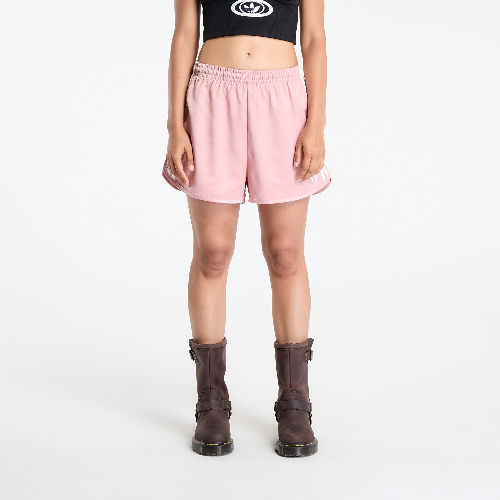 Women's Shorts adidas Originals Satin Shorts Ruffle 3-Stripes Wonder Mauve