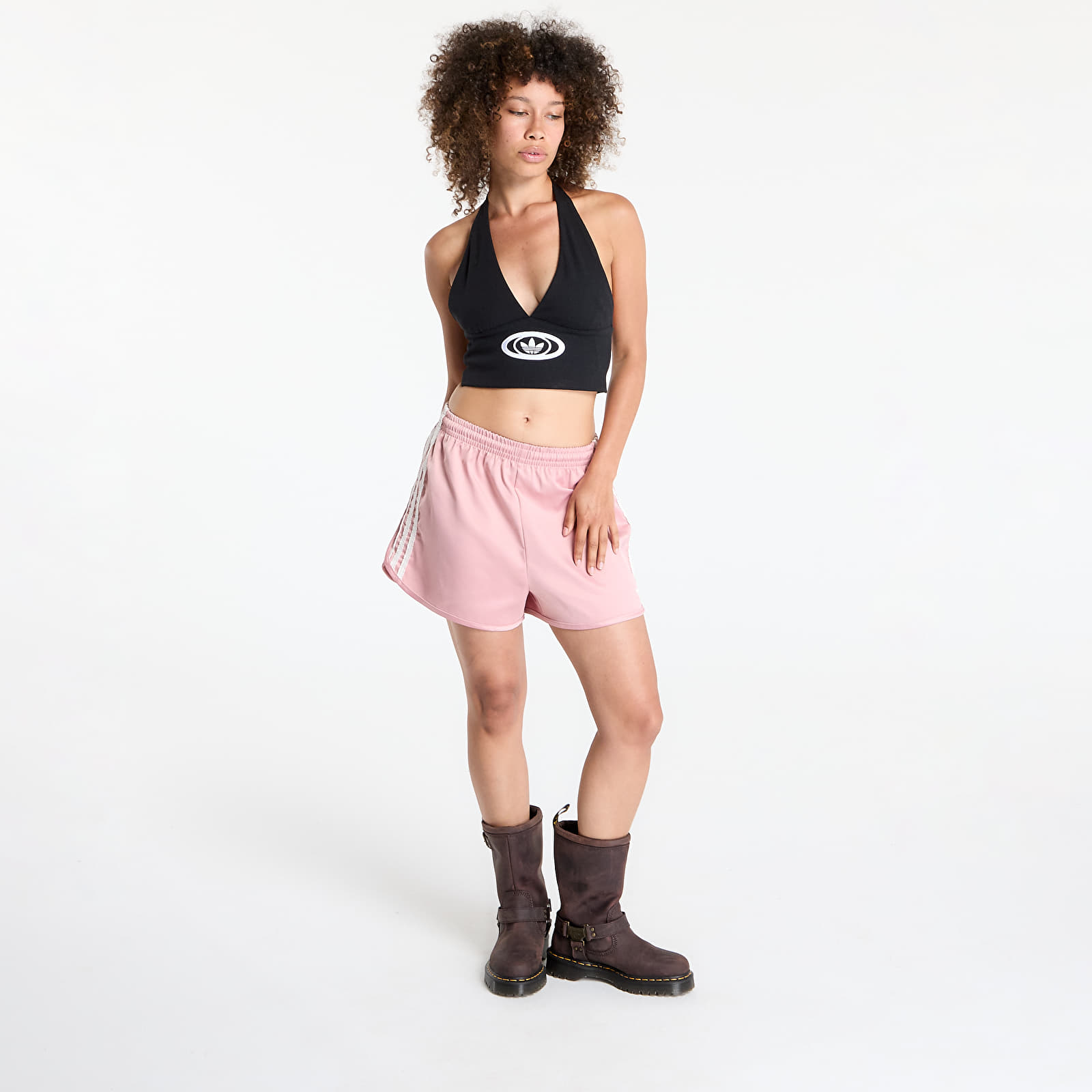 Women's Shorts adidas Originals Satin Shorts Ruffle 3-Stripes Wonder Mauve