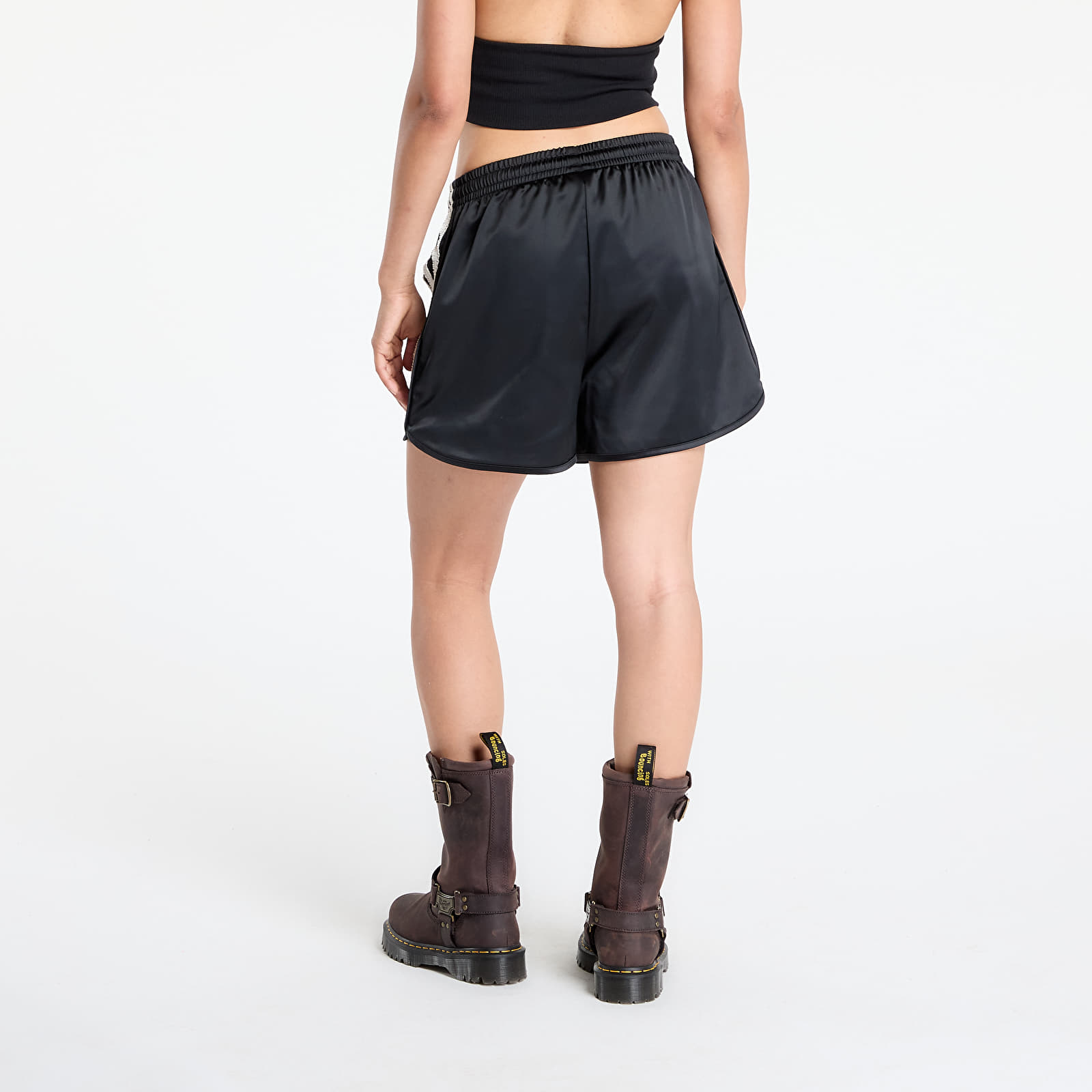 Pantalones cortos de mujer adidas Originals Satin Shorts Ruffle 3-Stripes Black