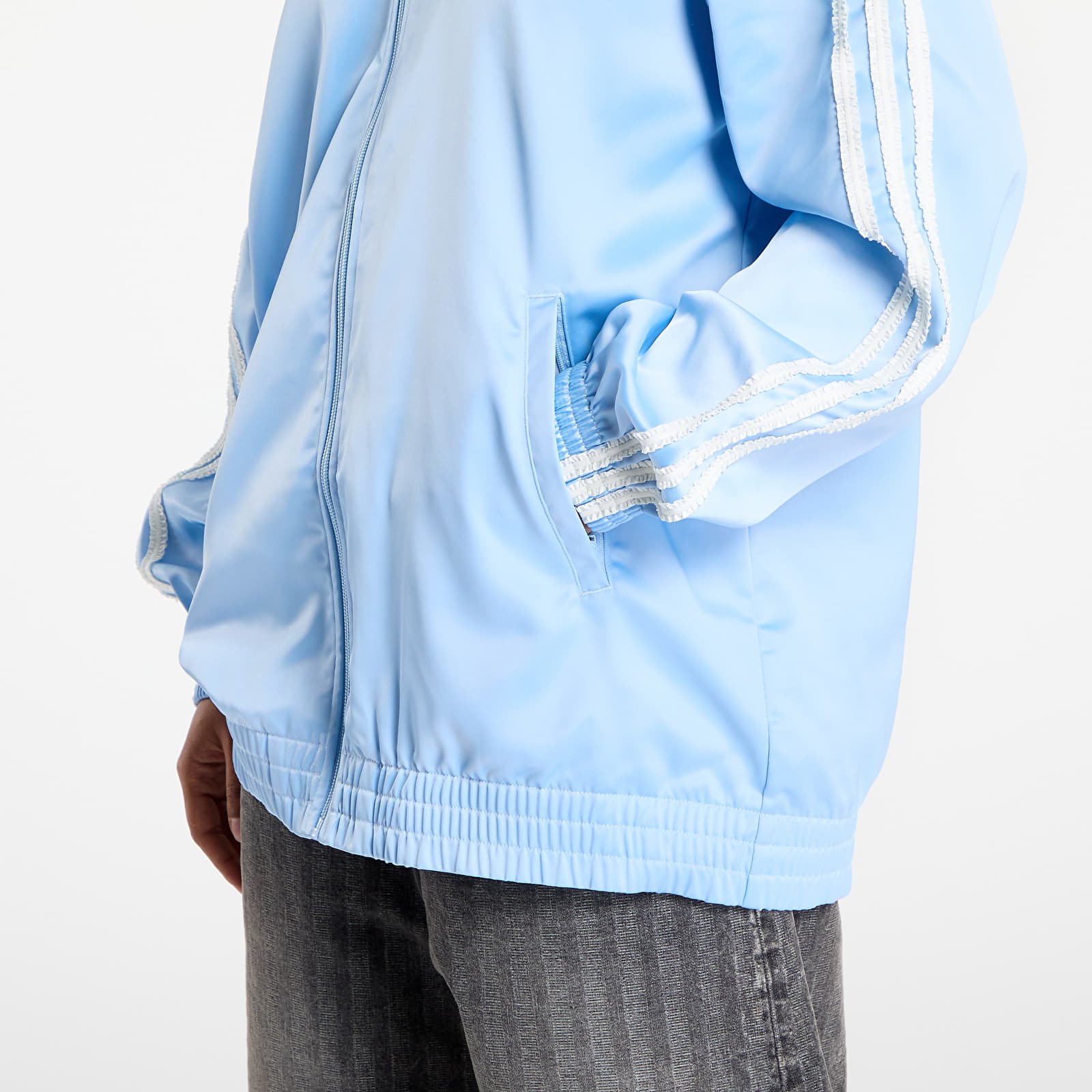 Women's jackets adidas Originals Satin Firebird Track Top Ruffle 3-Stripes Clear Sky
