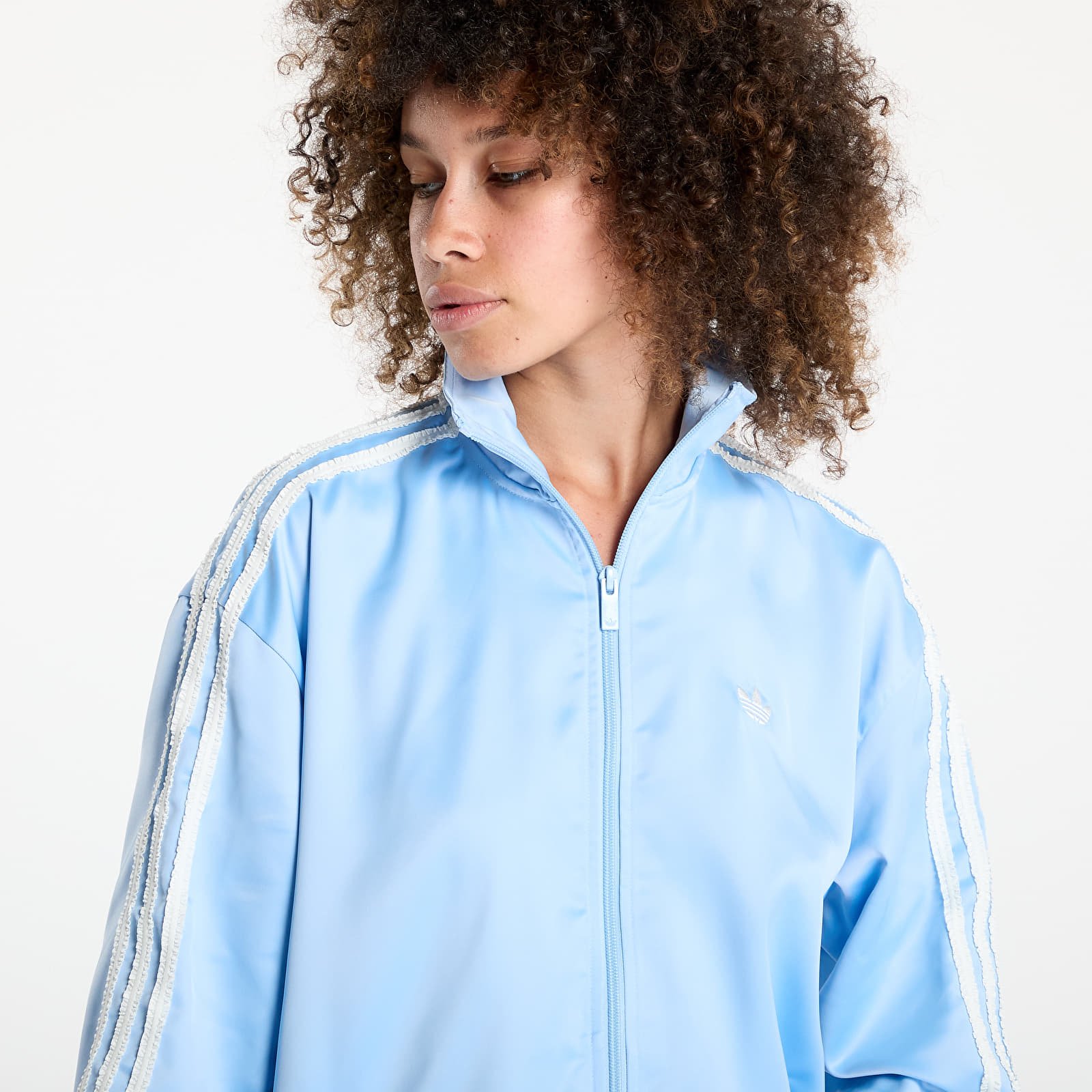 Women's jackets adidas Originals Satin Firebird Track Top Ruffle 3-Stripes Clear Sky