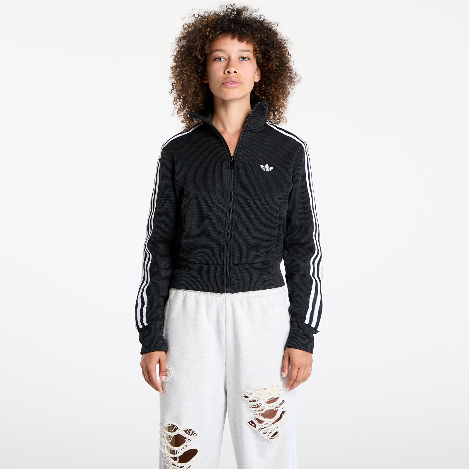 Sudaderas de mujer adidas Firebird Adicolor Knit Track Top Black/ White