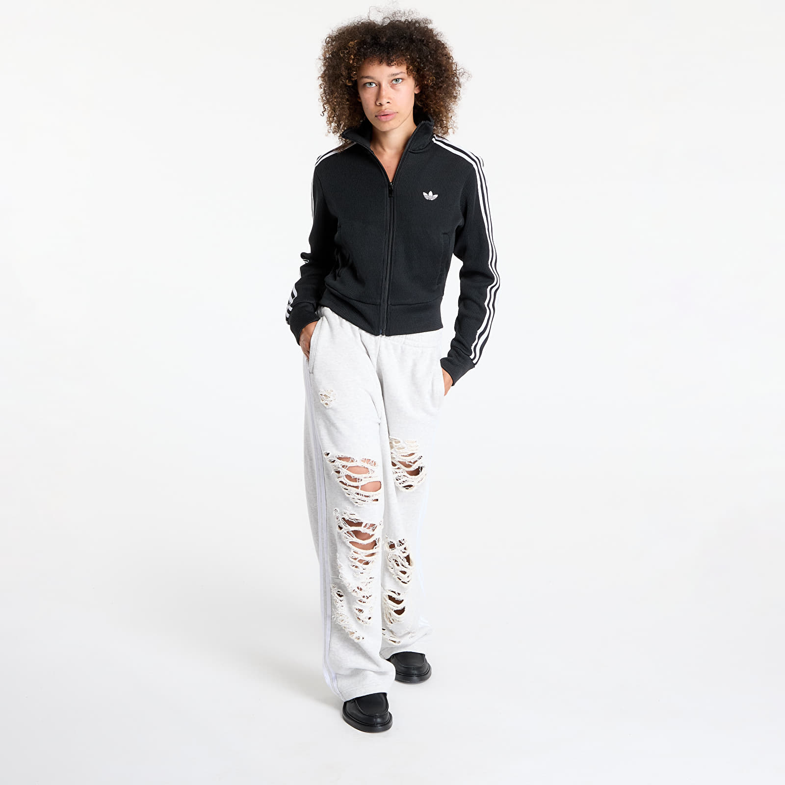 Sudaderas de mujer adidas Firebird Adicolor Knit Track Top Black/ White