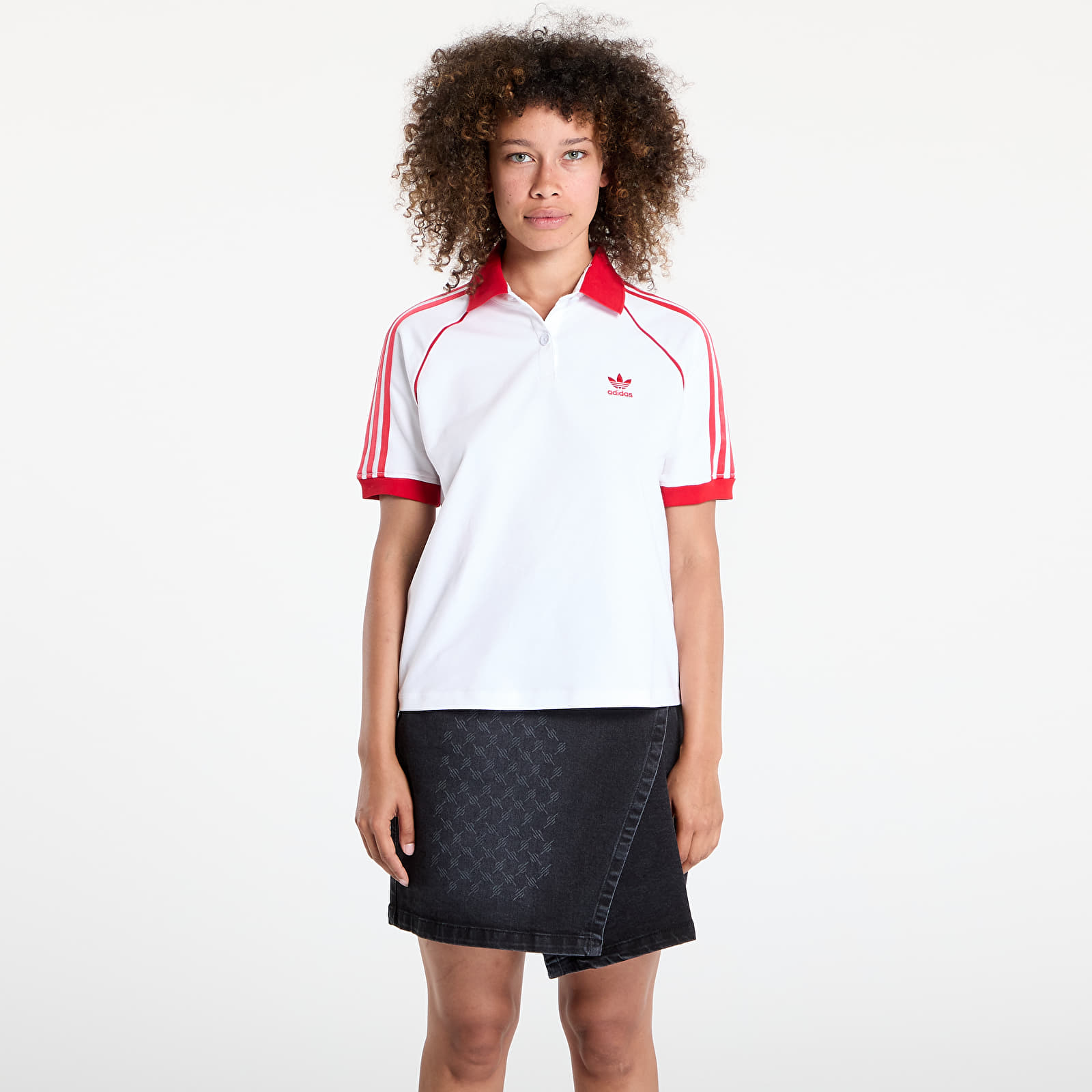 Women's Shirts adidas SST Adicolor Short Sleeve Polo White/ Better Scarlet
