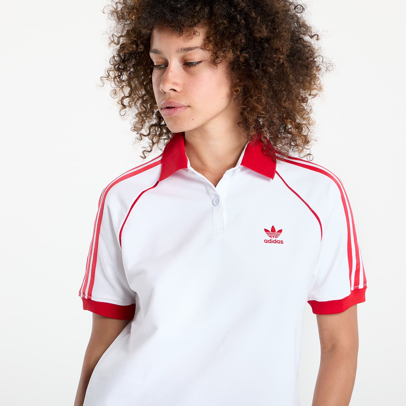 Women's Shirts adidas SST Adicolor Short Sleeve Polo White/ Better Scarlet