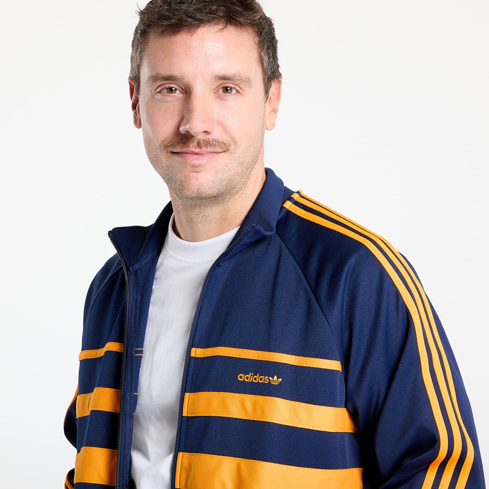 Felpe con cappuccio uomo adidas The First Track Top Night Indigo/ Crew Orange