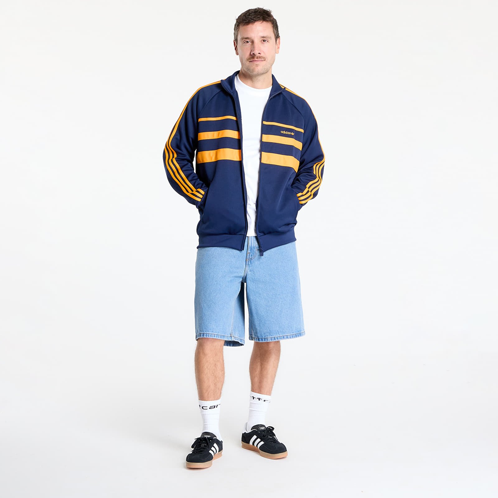 Felpe con cappuccio uomo adidas The First Track Top Night Indigo/ Crew Orange