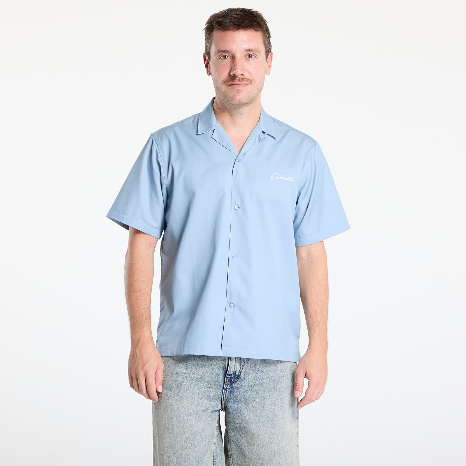 Muške košulje Carhartt WIP S/S Delray Shirt UNISEX Frosted Blue/ White