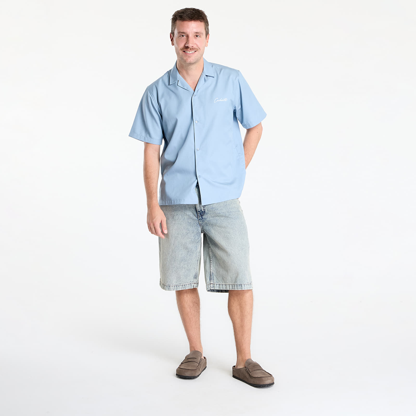 Muške košulje Carhartt WIP S/S Delray Shirt UNISEX Frosted Blue/ White