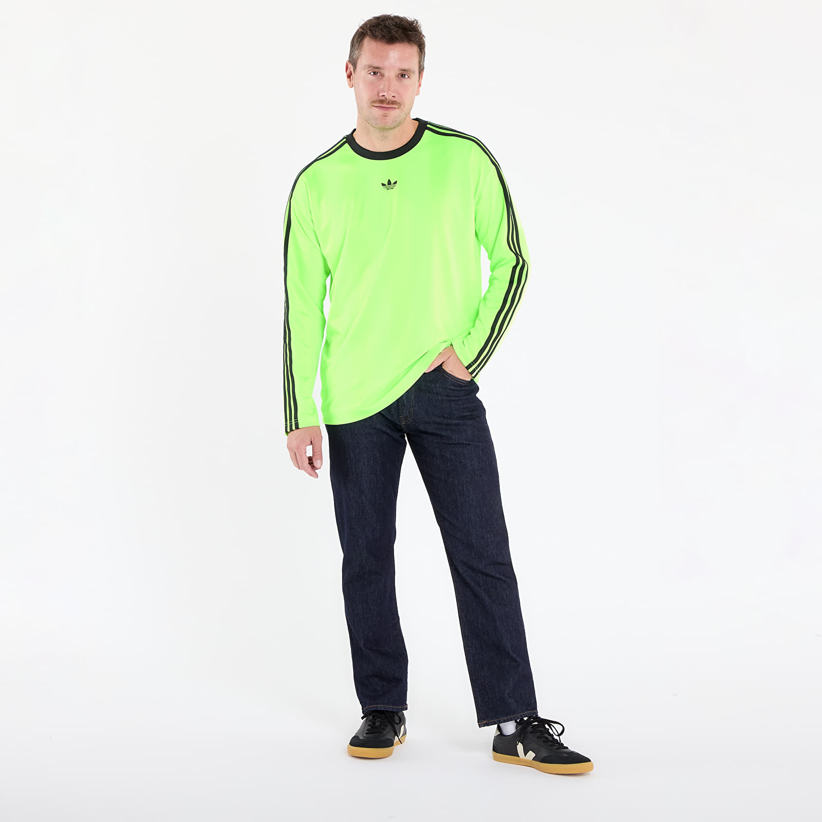 Trikood adidas Jacquard Jersey Long Sleeve Tee Neon Green/ Black