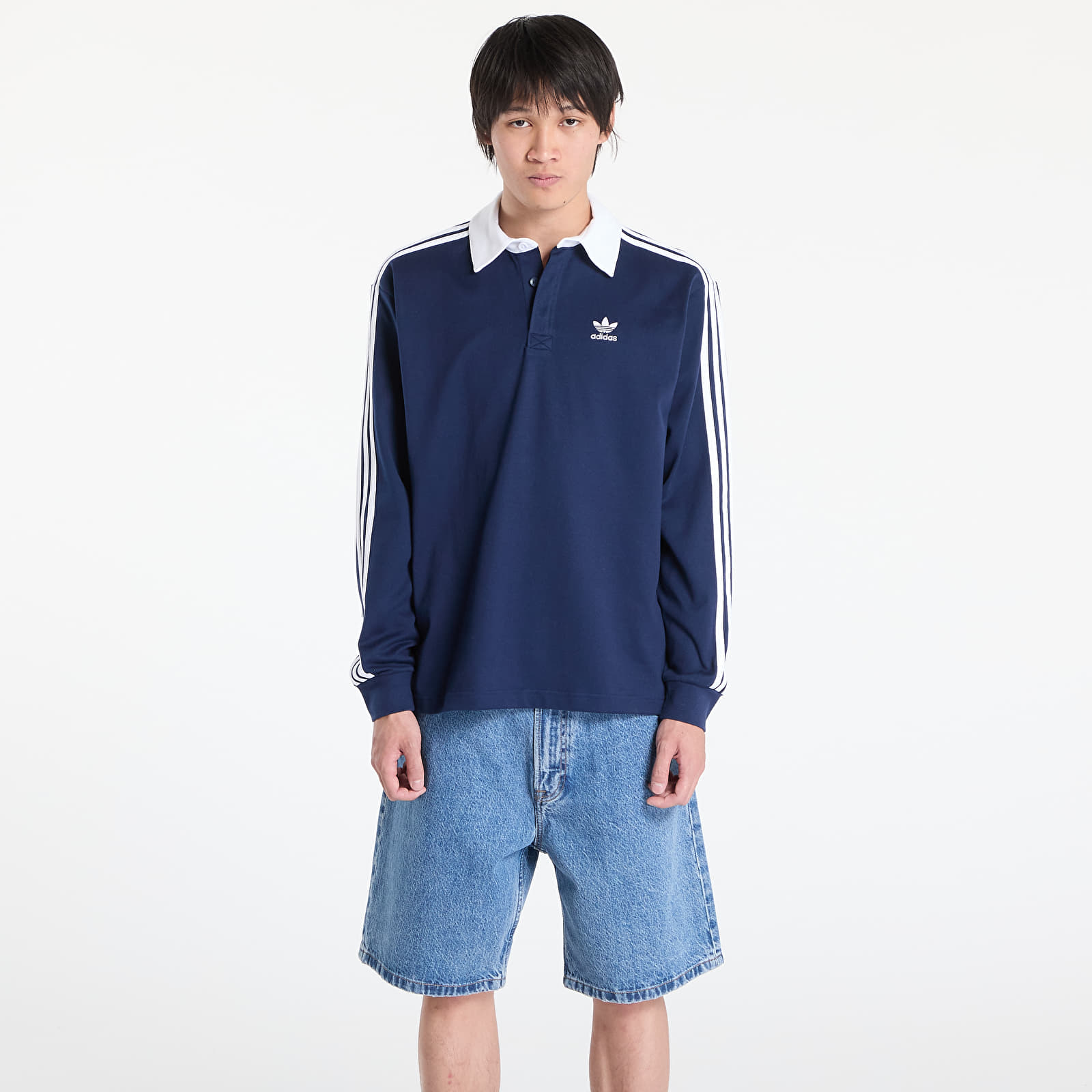 Meeste T-särgid adidas Adicolor Rugby Polo Shirt Night Indigo/ White
