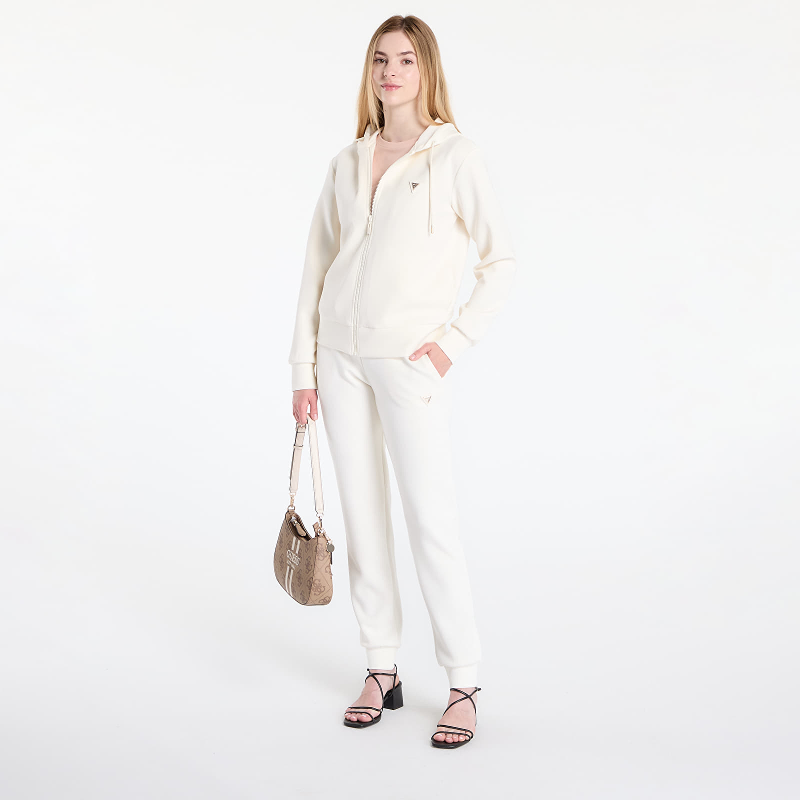 Hlače GUESS Olympe Long Pants Cream