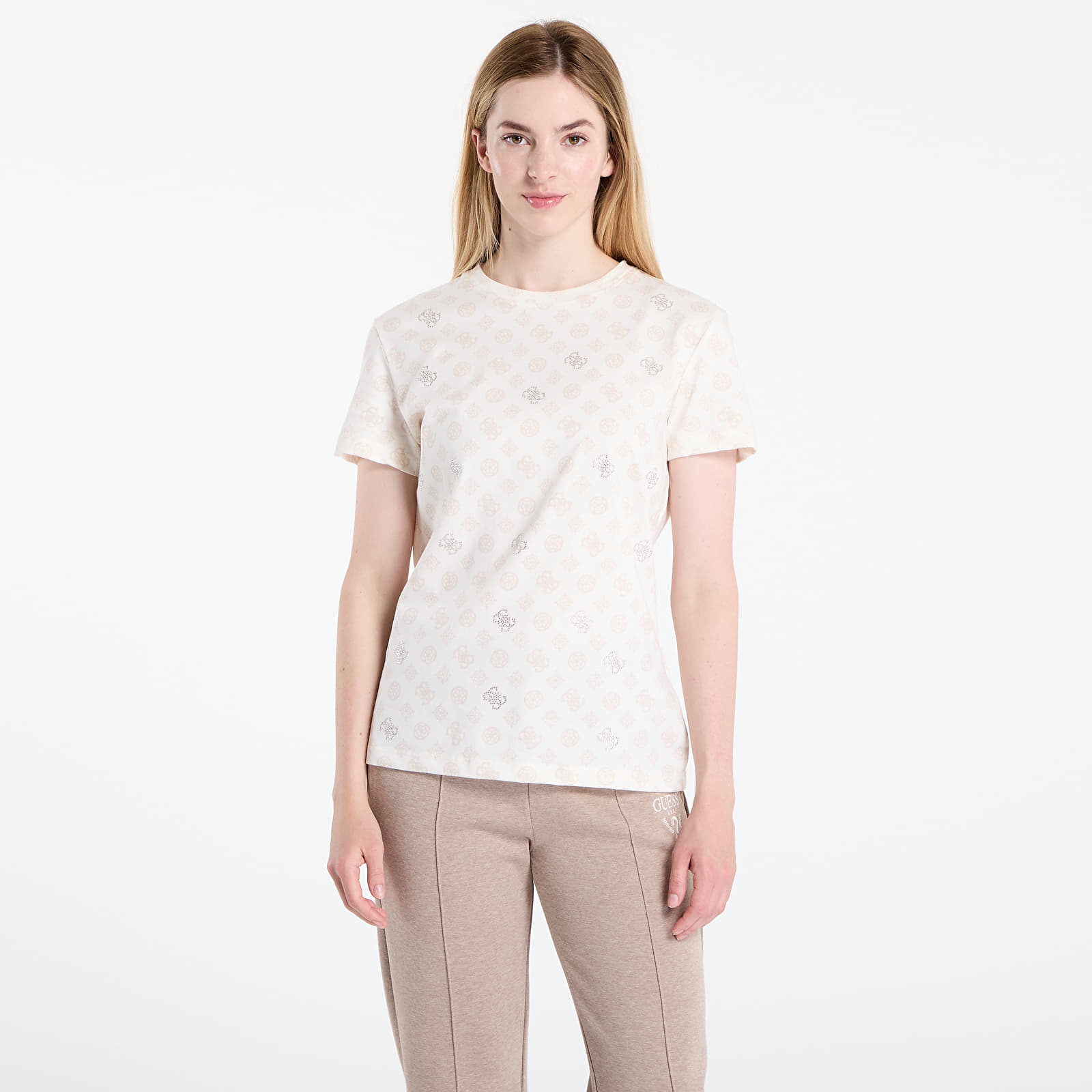 majice kratkih rukava GUESS Gloria Peony Ss T-Shirt Beige