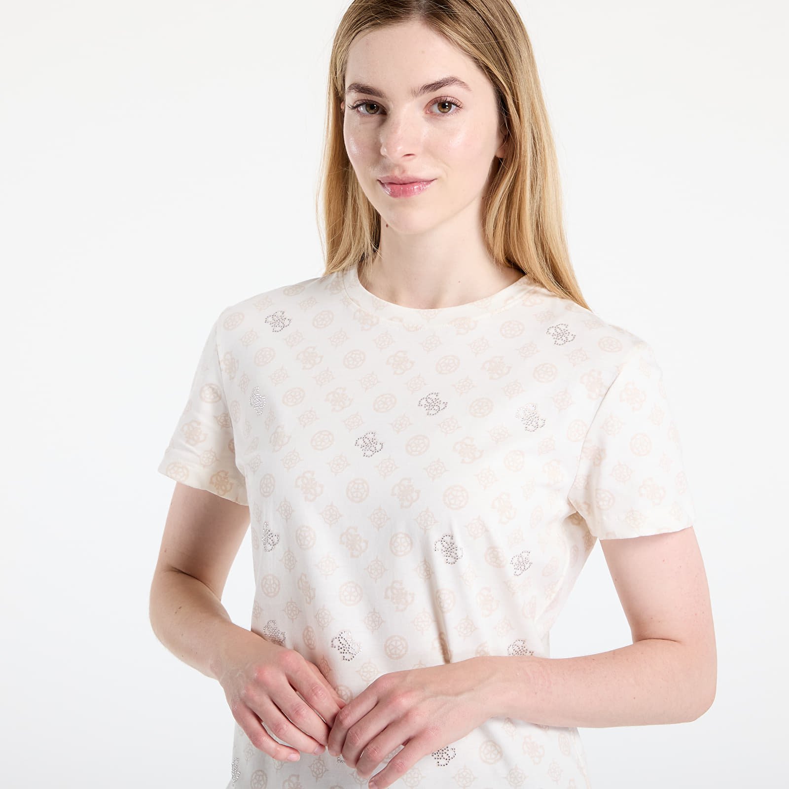 majice kratkih rukava GUESS Gloria Peony Ss T-Shirt Beige