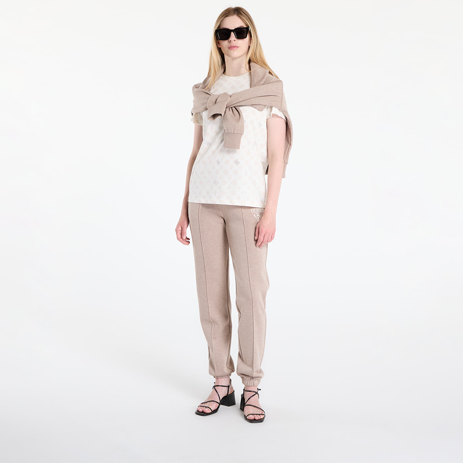 Hlače GUESS Roberta Cuff Long Pants Beige