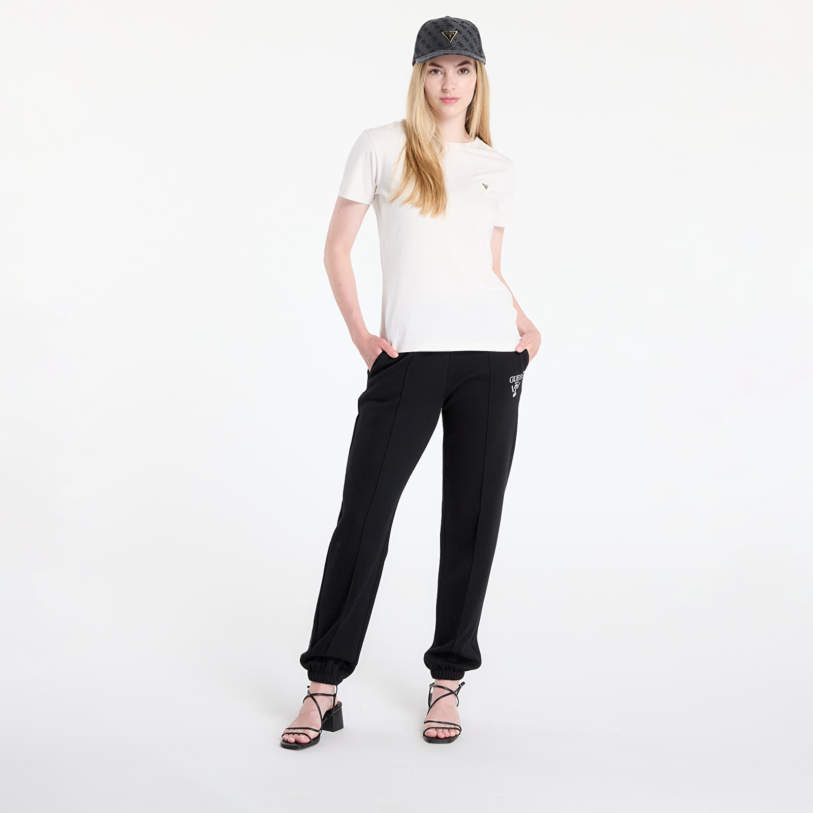 Trenerke GUESS Roberta Cuff Long Pants Black
