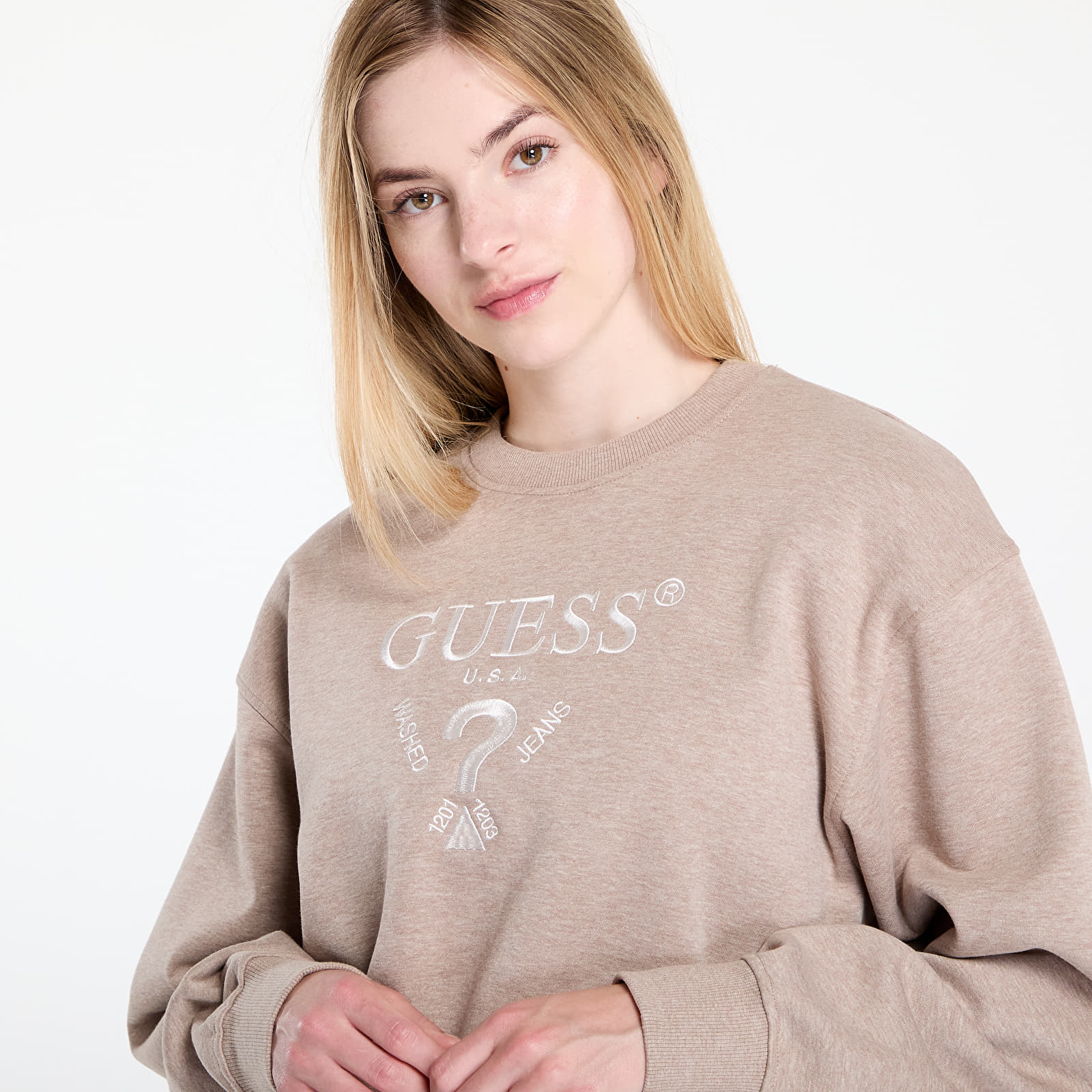 Dukserice GUESS Roberta Cn Sweatshirt Beige