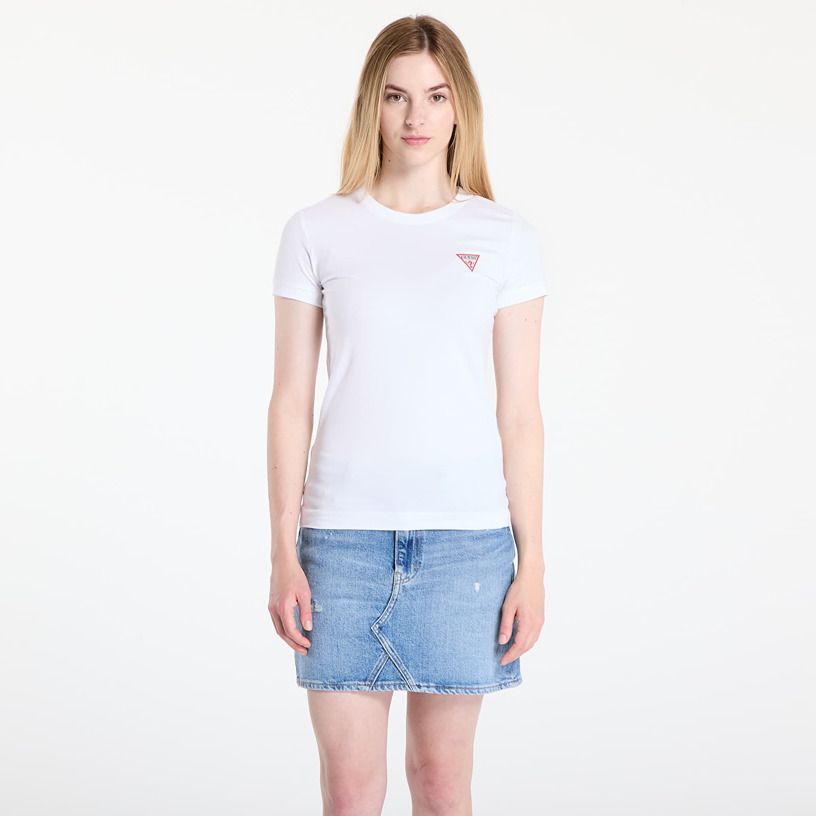 Ženske majice GUESS Ss Cn Mini Triangle White