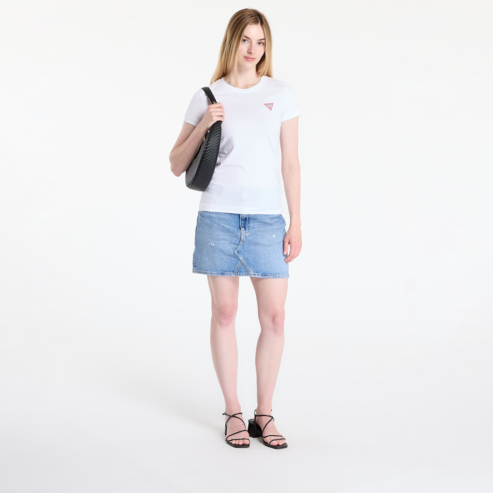 Ženske majice GUESS Ss Cn Mini Triangle White