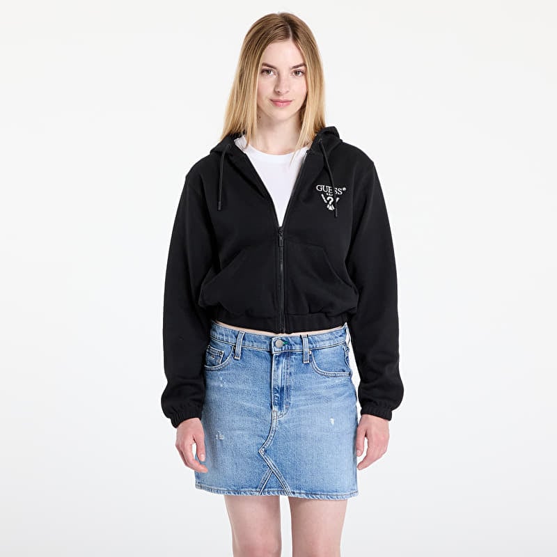 Sweatshirt GUESS Roberta Full Zip Crop Sweatshirt Black