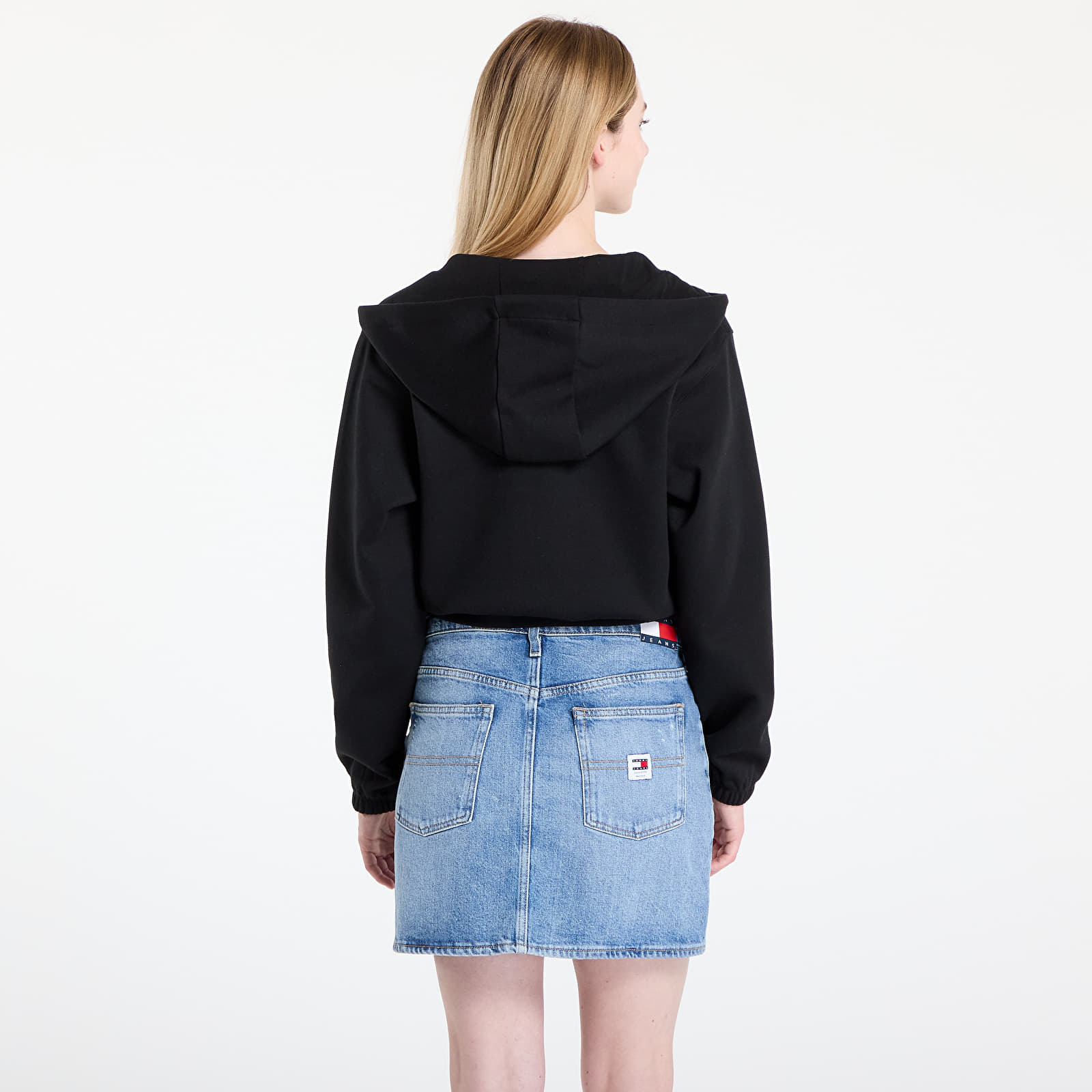 Dukserice GUESS Roberta Full Zip Crop Sweatshirt Black