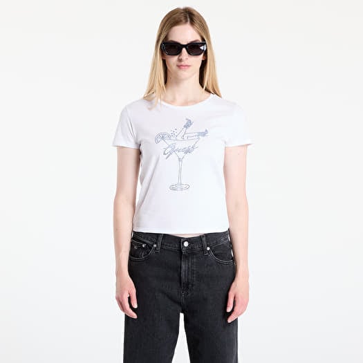 Majica GUESS Ss Tini Boots Bling Baby Tee White