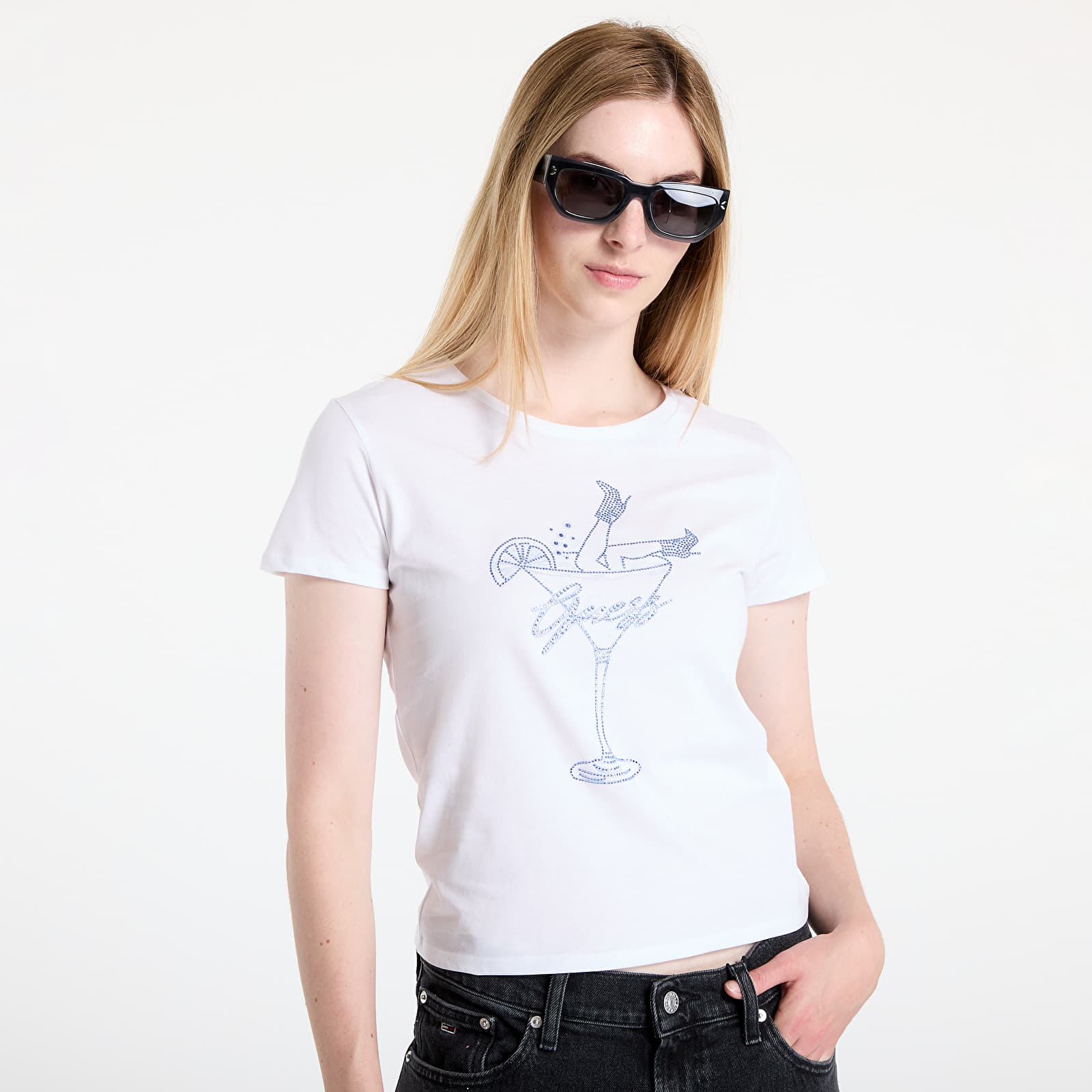 majice kratkih rukava GUESS Ss Tini Boots Bling Baby Tee White