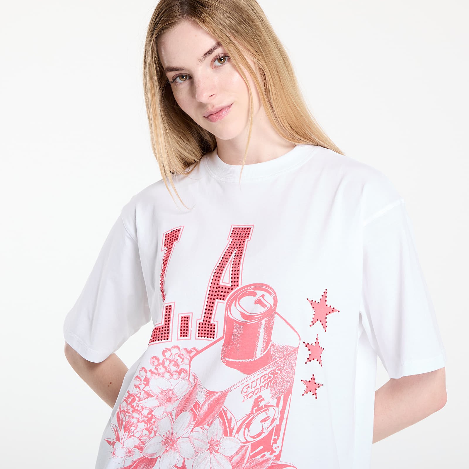 Tricou GUESS Cc Ss Monochrome Graphic Tee White XS