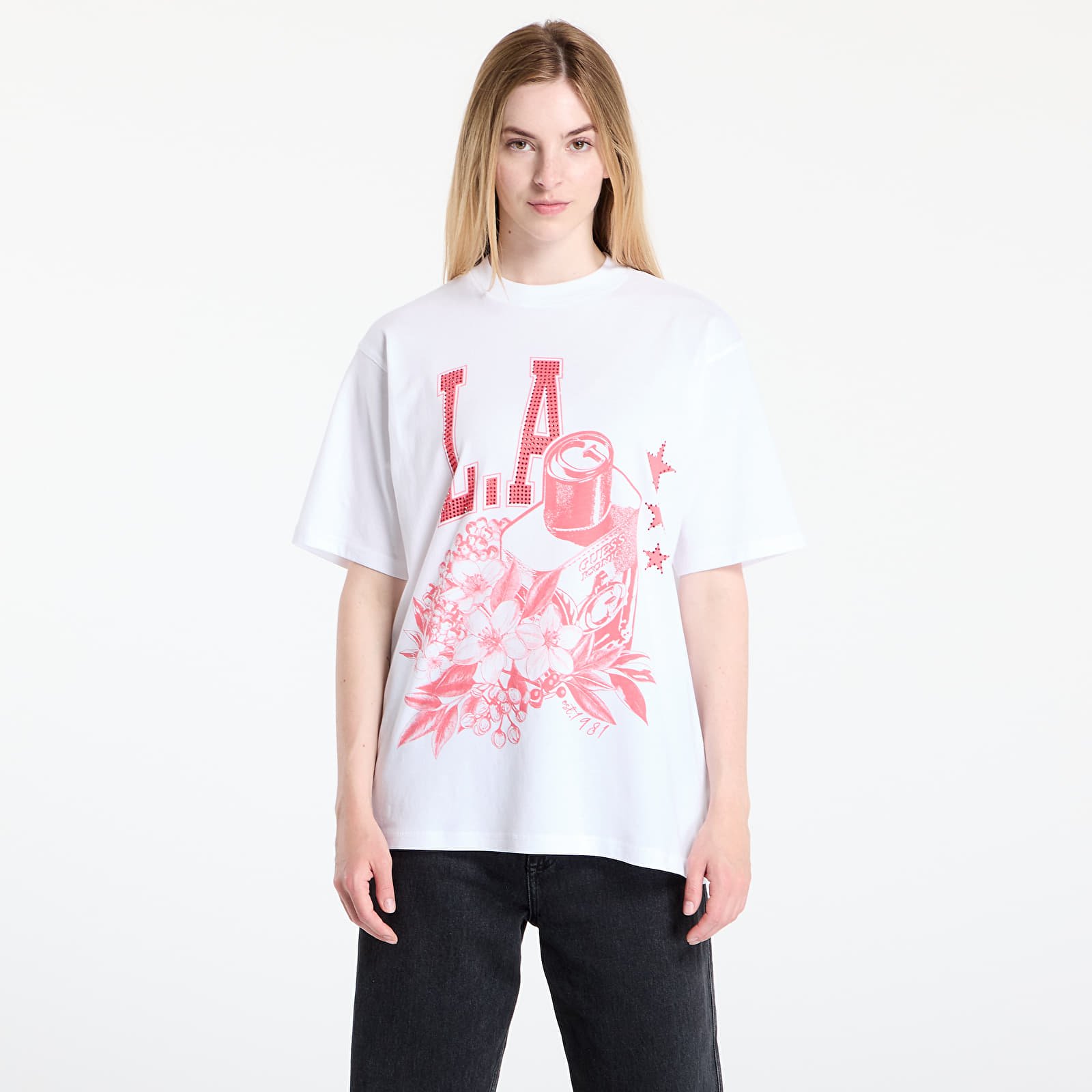 majice kratkih rukava GUESS Cc Ss Monochrome Graphic Tee White