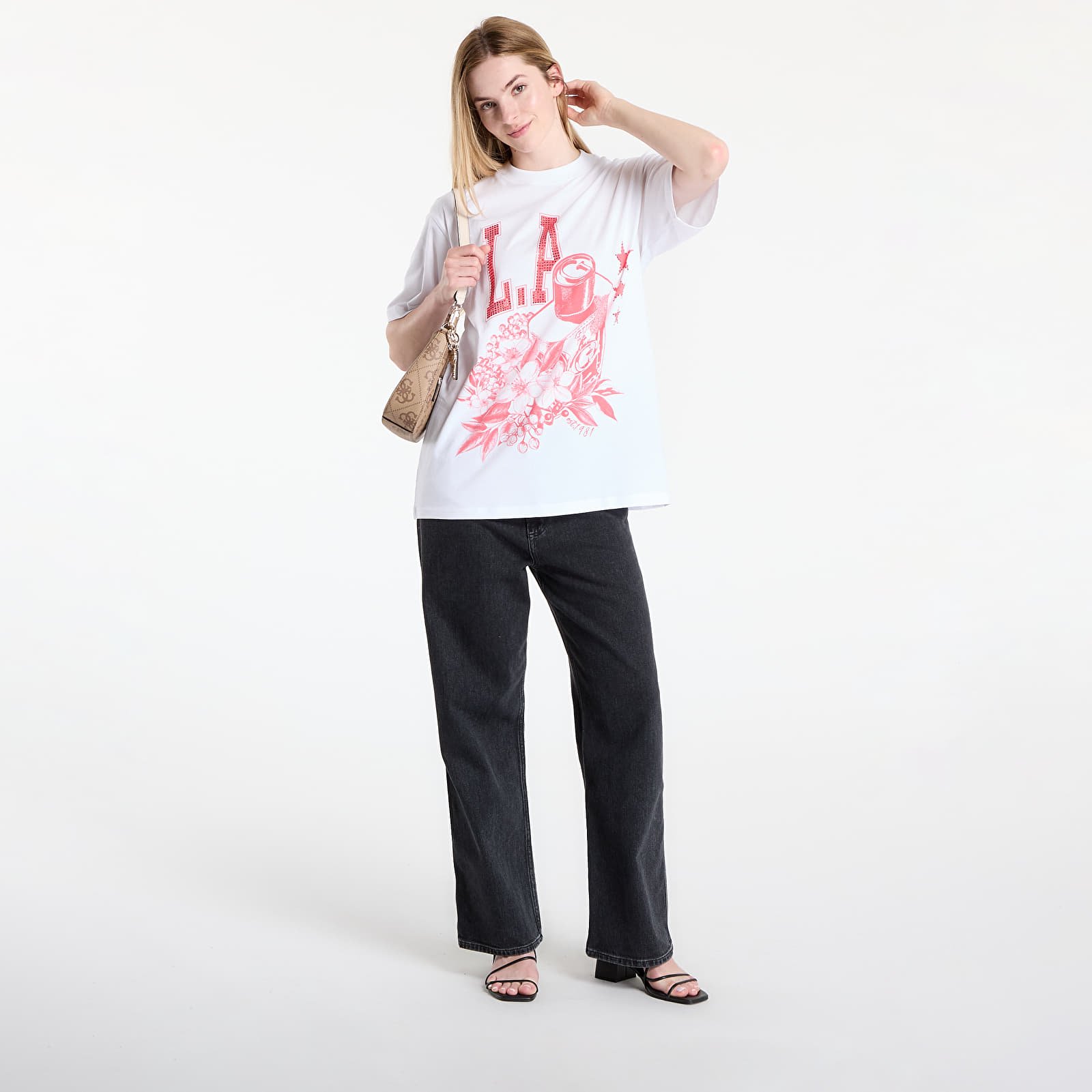 majice kratkih rukava GUESS Cc Ss Monochrome Graphic Tee White