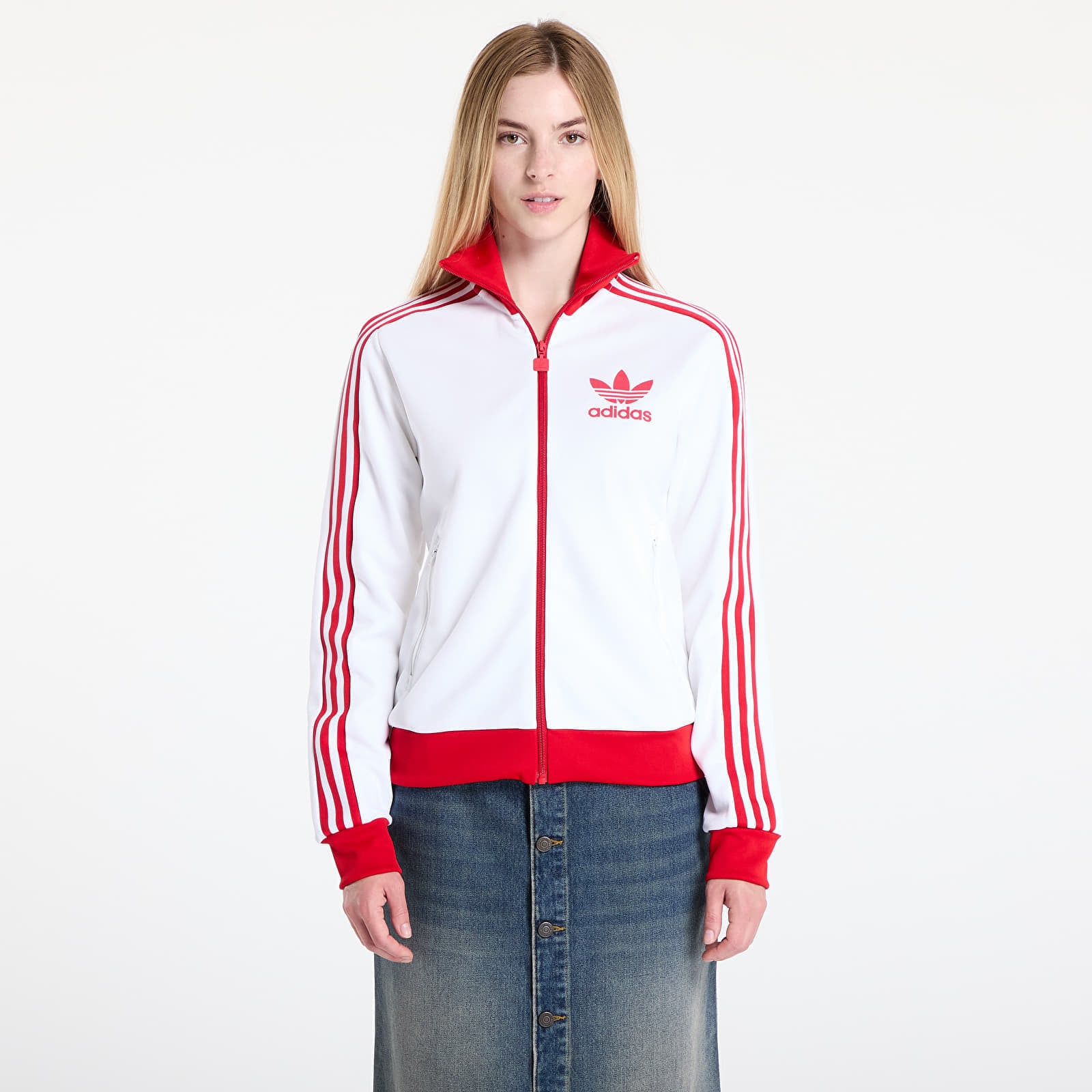 Sweatshirt adidas Beckenbauer Track Top White/ Better Scarlet XS