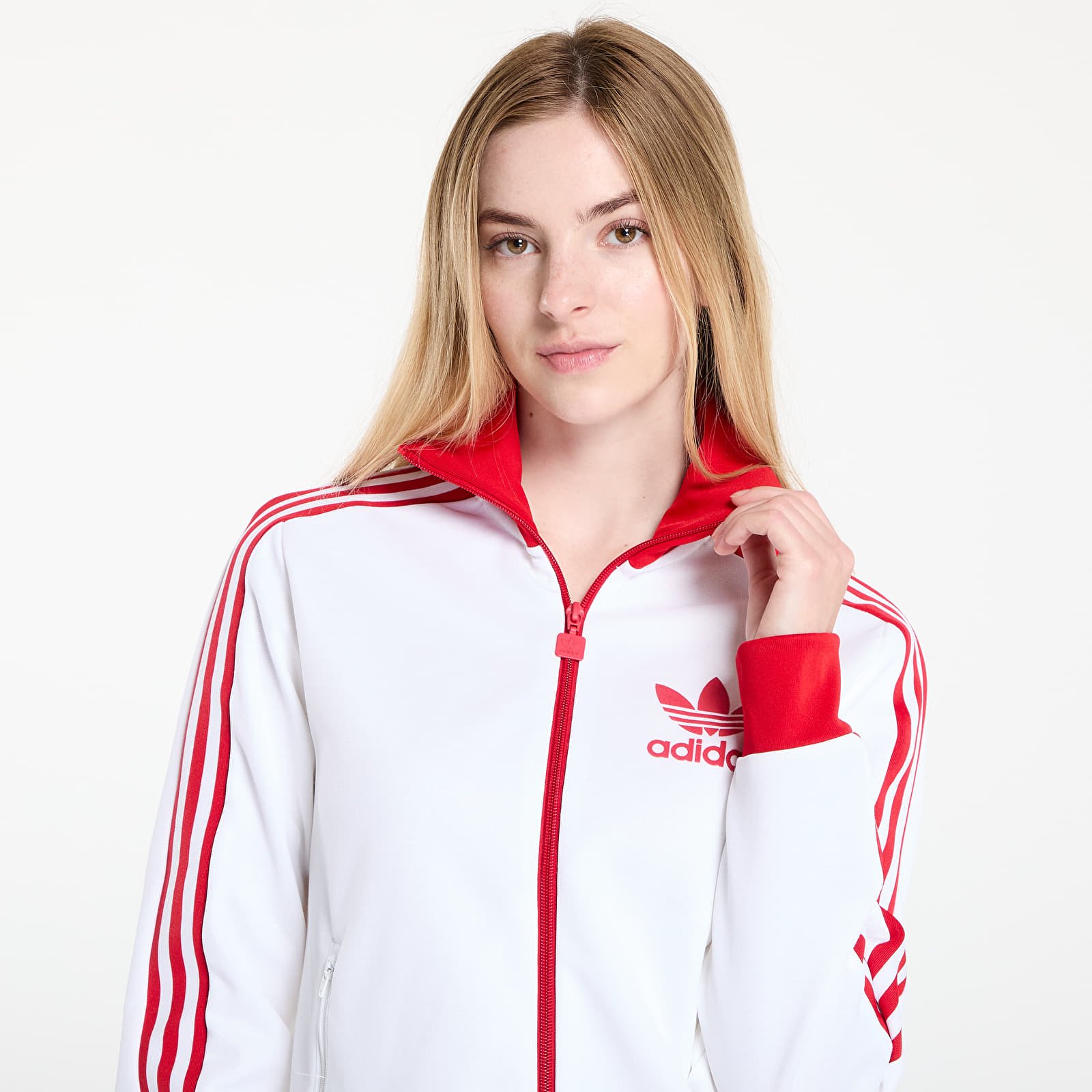 Naiste kampsunid adidas Beckenbauer Track Top White/ Better Scarlet