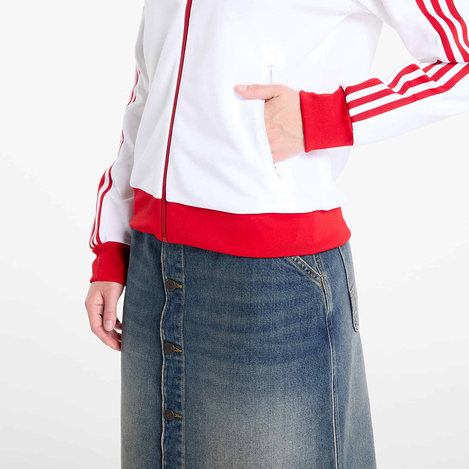 Naiste kampsunid adidas Beckenbauer Track Top White/ Better Scarlet