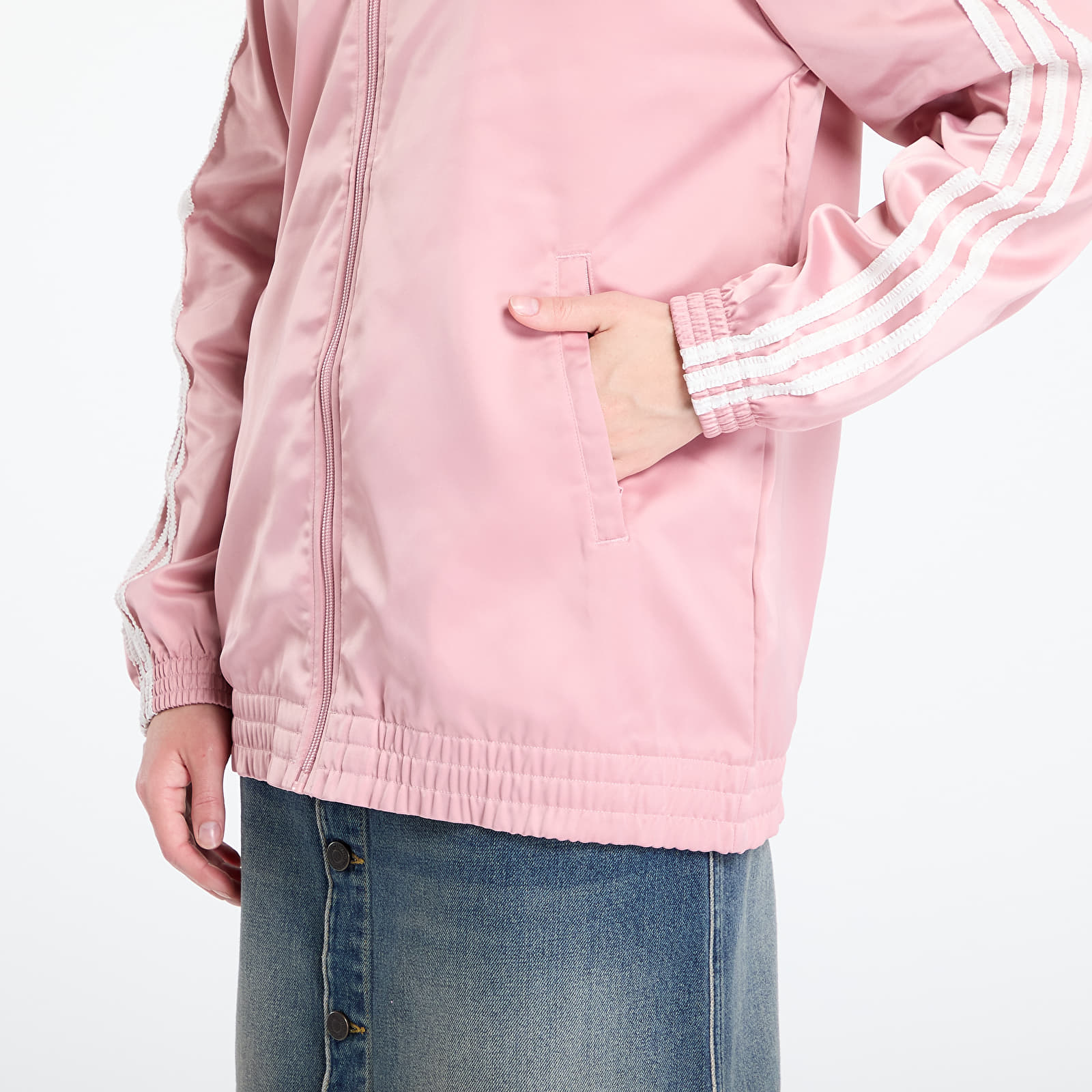 Naiste jakid adidas Originals Satin Firebird Track Top Ruffle 3-Stripes Wonder Mauve