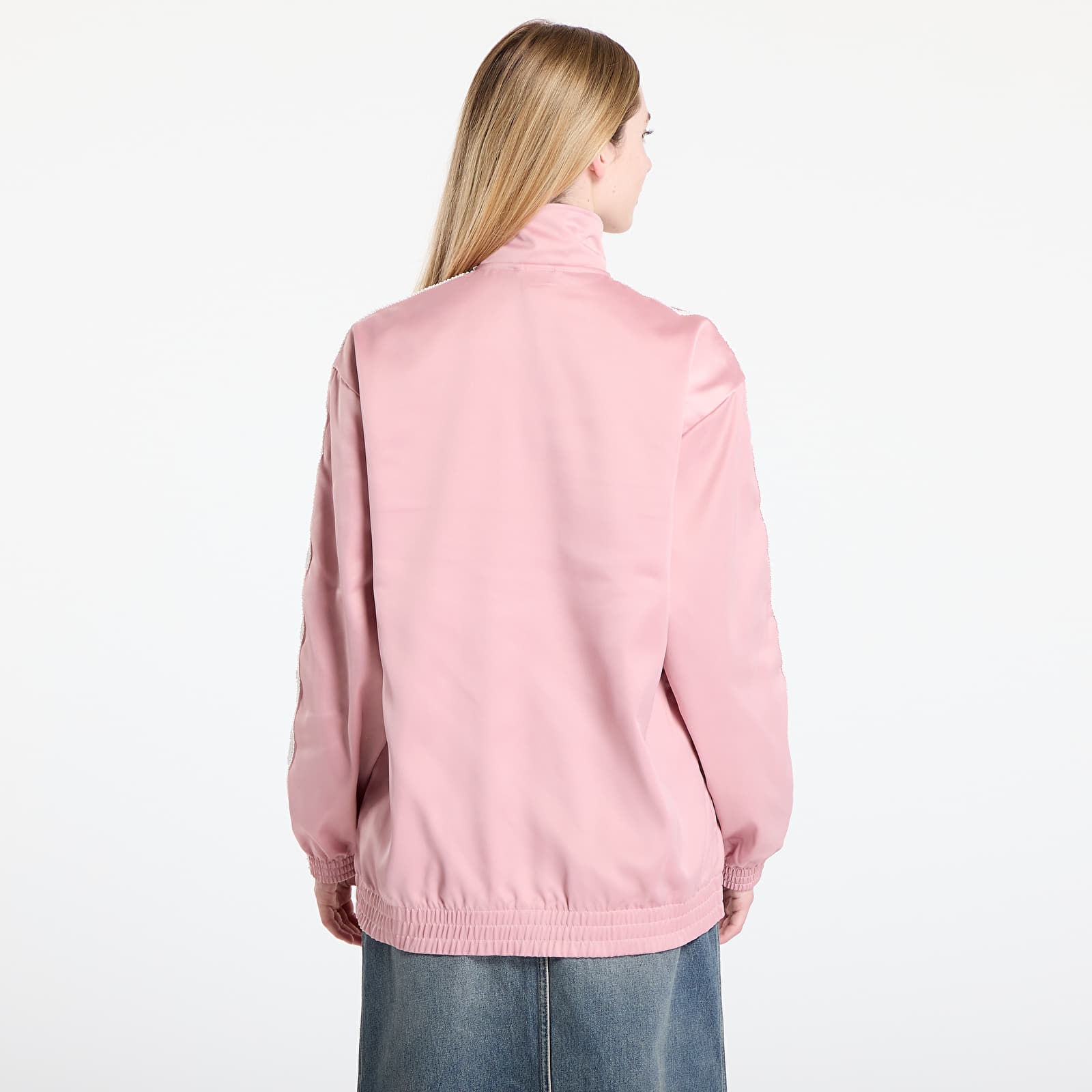 Naiste jakid adidas Originals Satin Firebird Track Top Ruffle 3-Stripes Wonder Mauve