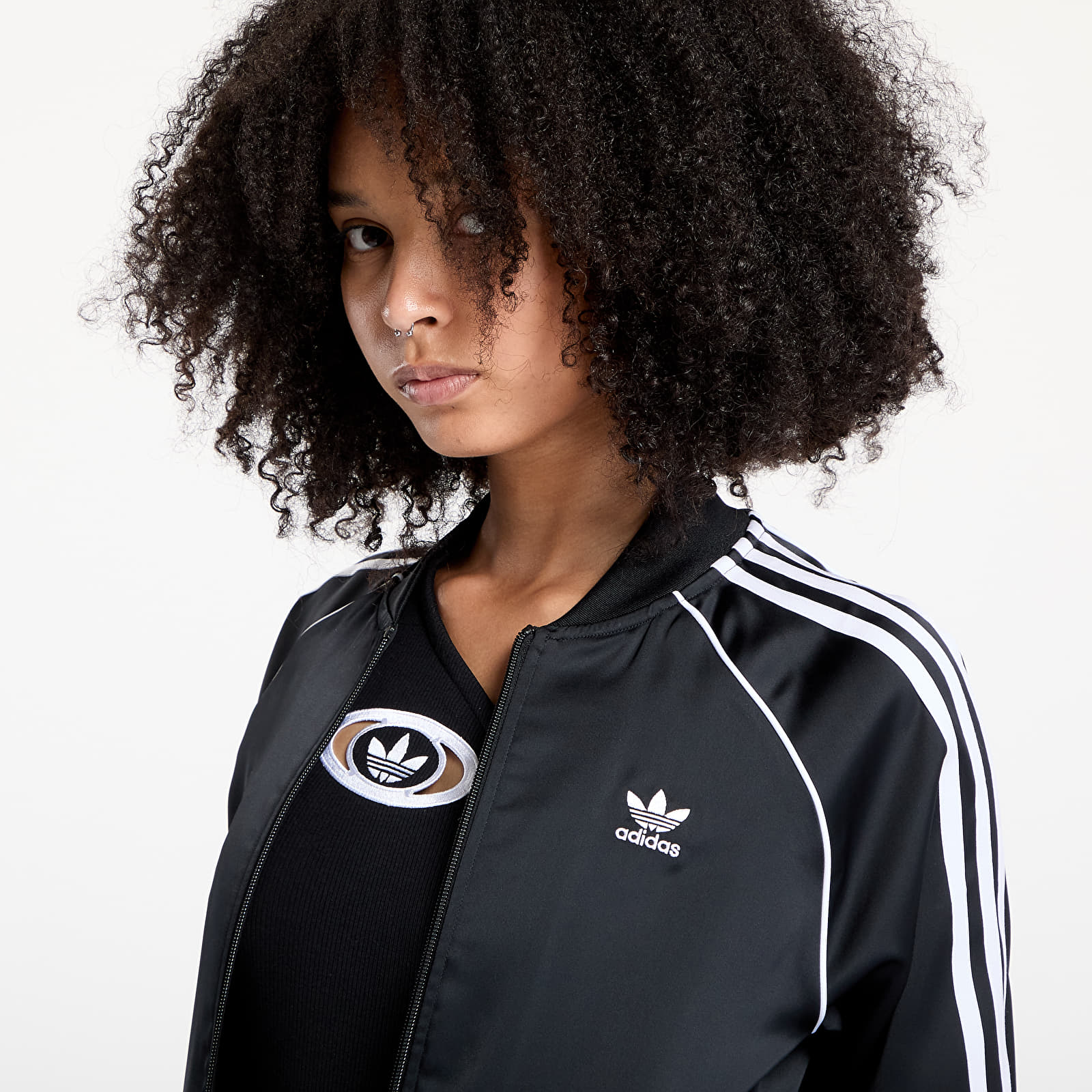 Naiste kampsunid adidas SST Adicolor Satin Track Top Black/ White