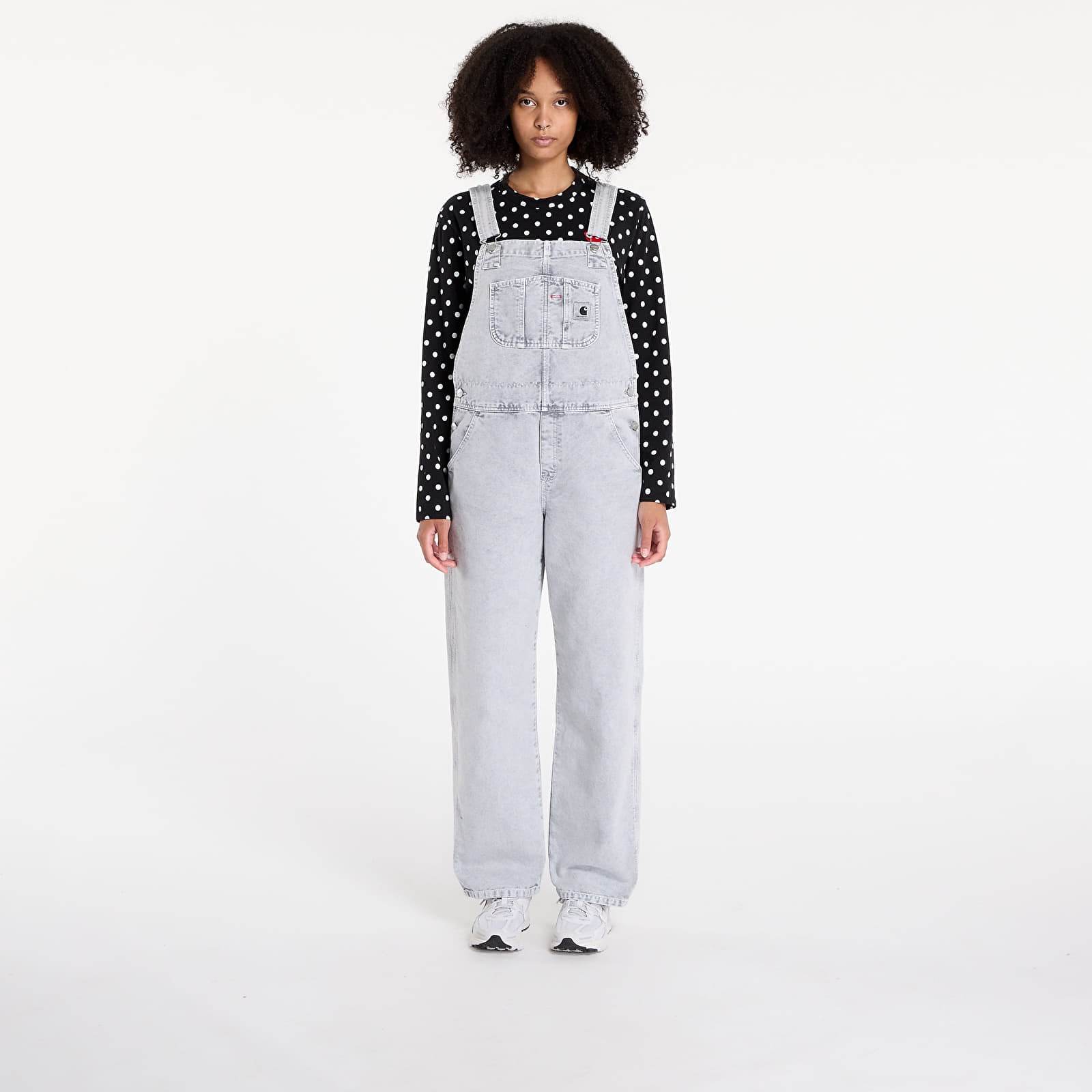 Naiste teksad Carhartt WIP W' Bib Overall Straight Black Chalk Wash