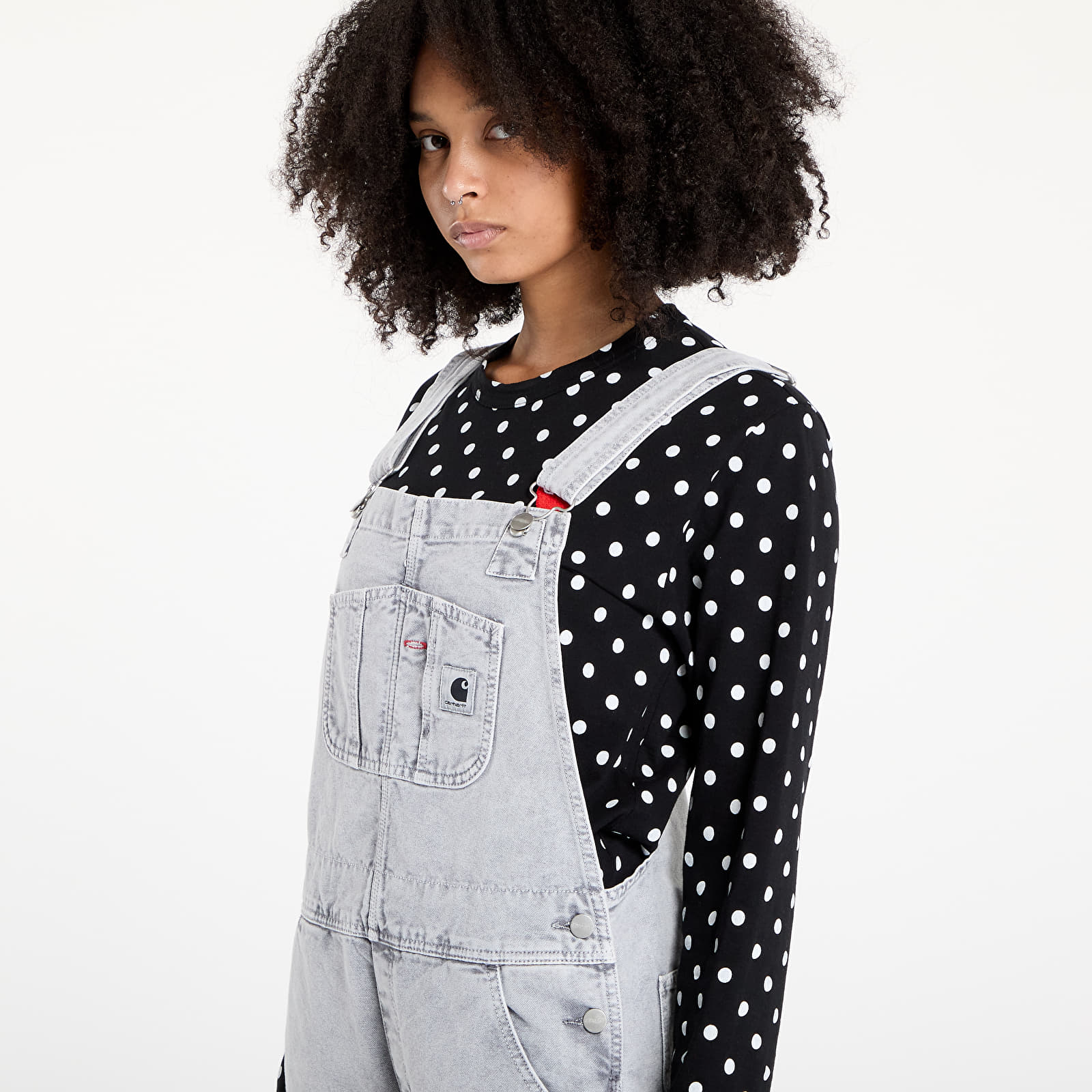 Naiste teksad Carhartt WIP W' Bib Overall Straight Black Chalk Wash
