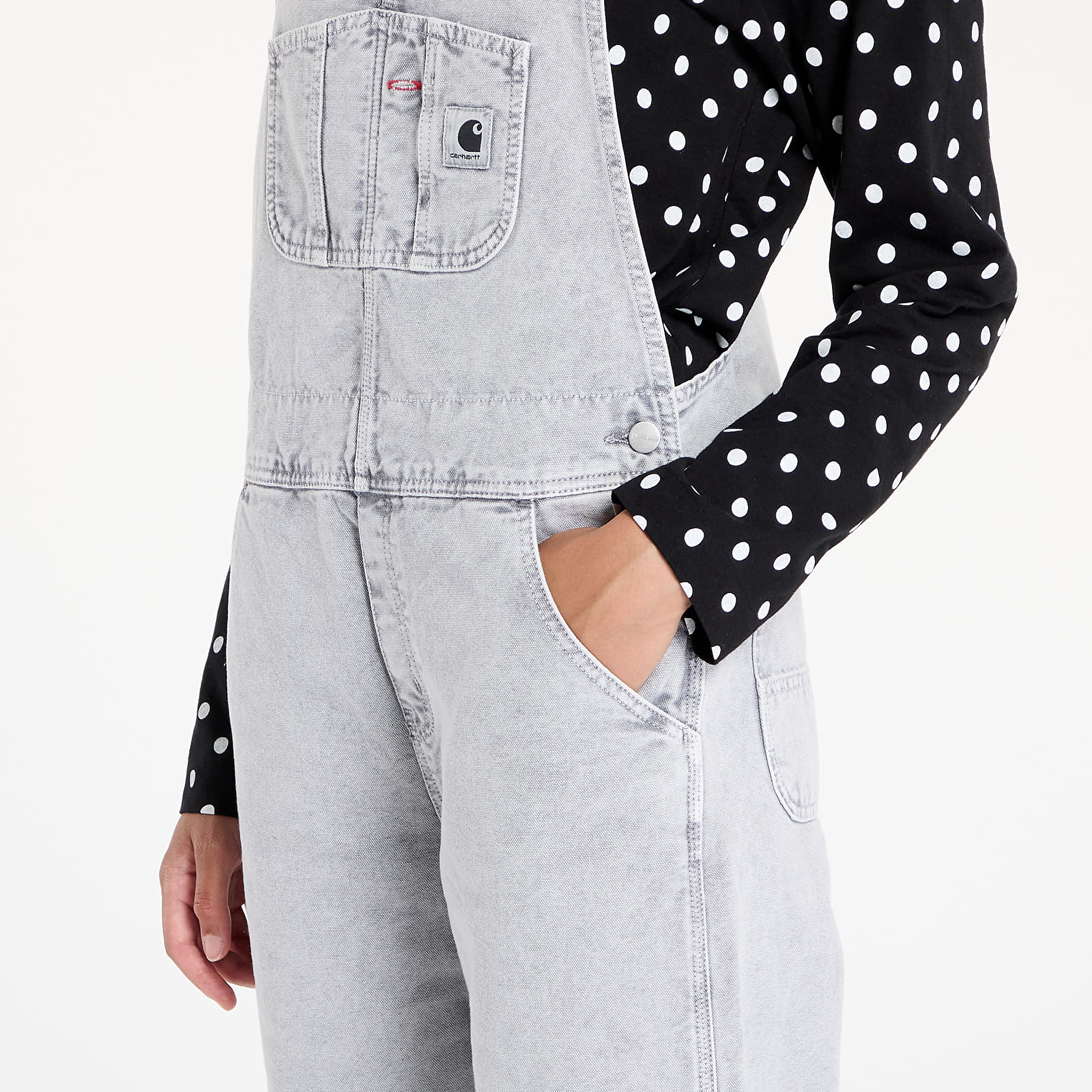 Naiste teksad Carhartt WIP W' Bib Overall Straight Black Chalk Wash