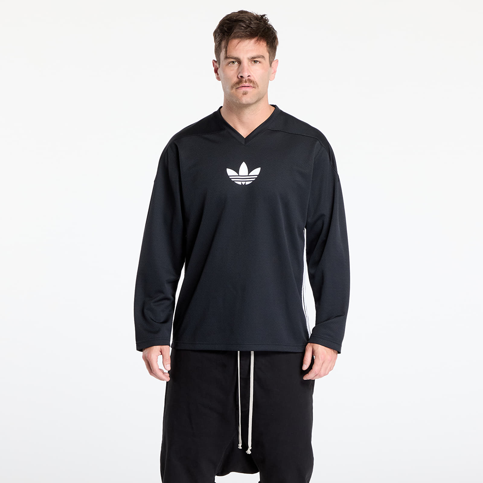 Muške majice adidas Originals Adicolor Mesh Long Sleeve Black/ White