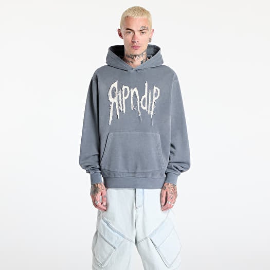 Majica RIPNDIP Insano Distressed Hoodie Charcoal Vintage Wash