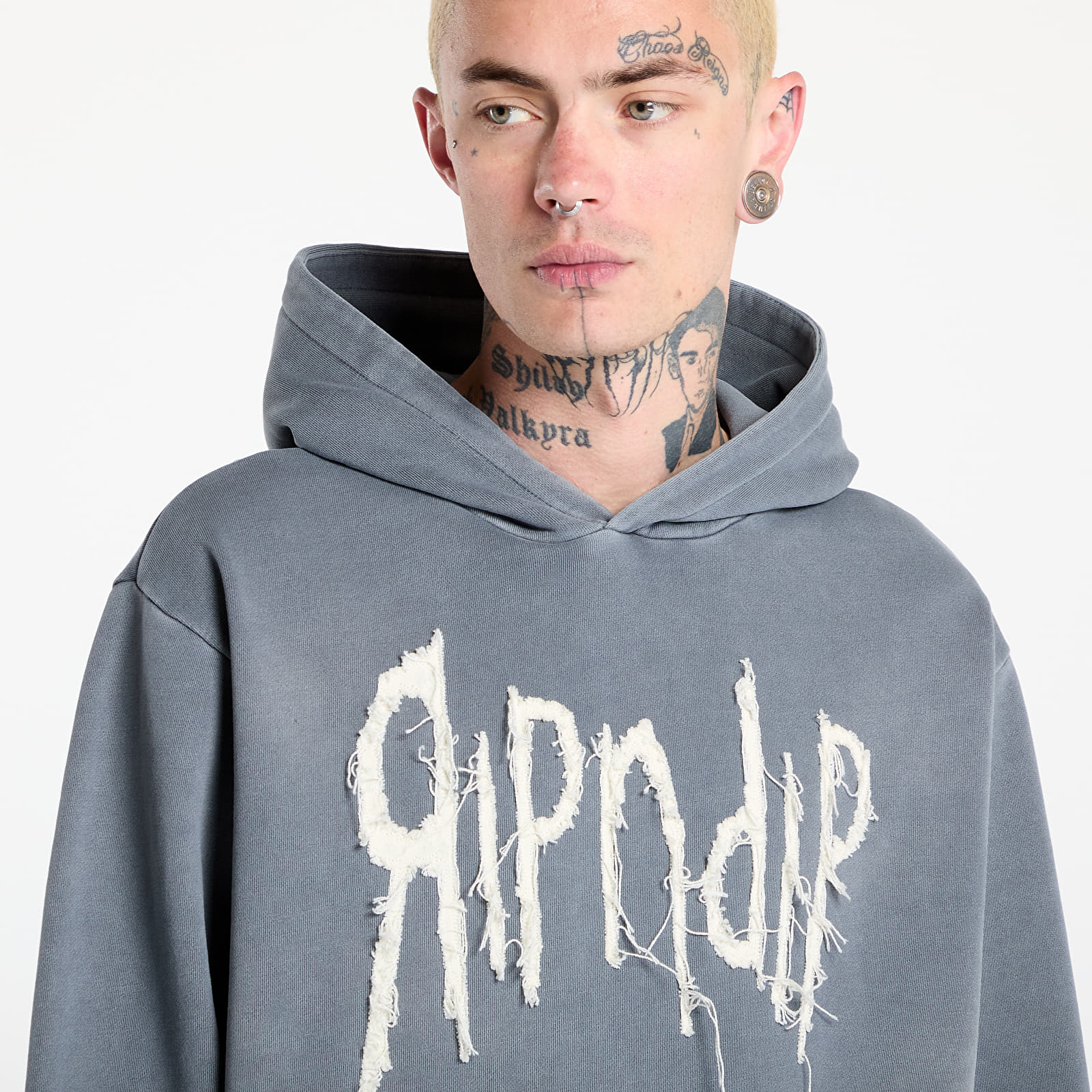 Muške majice RIPNDIP Insano Distressed Hoodie Charcoal Vintage Wash