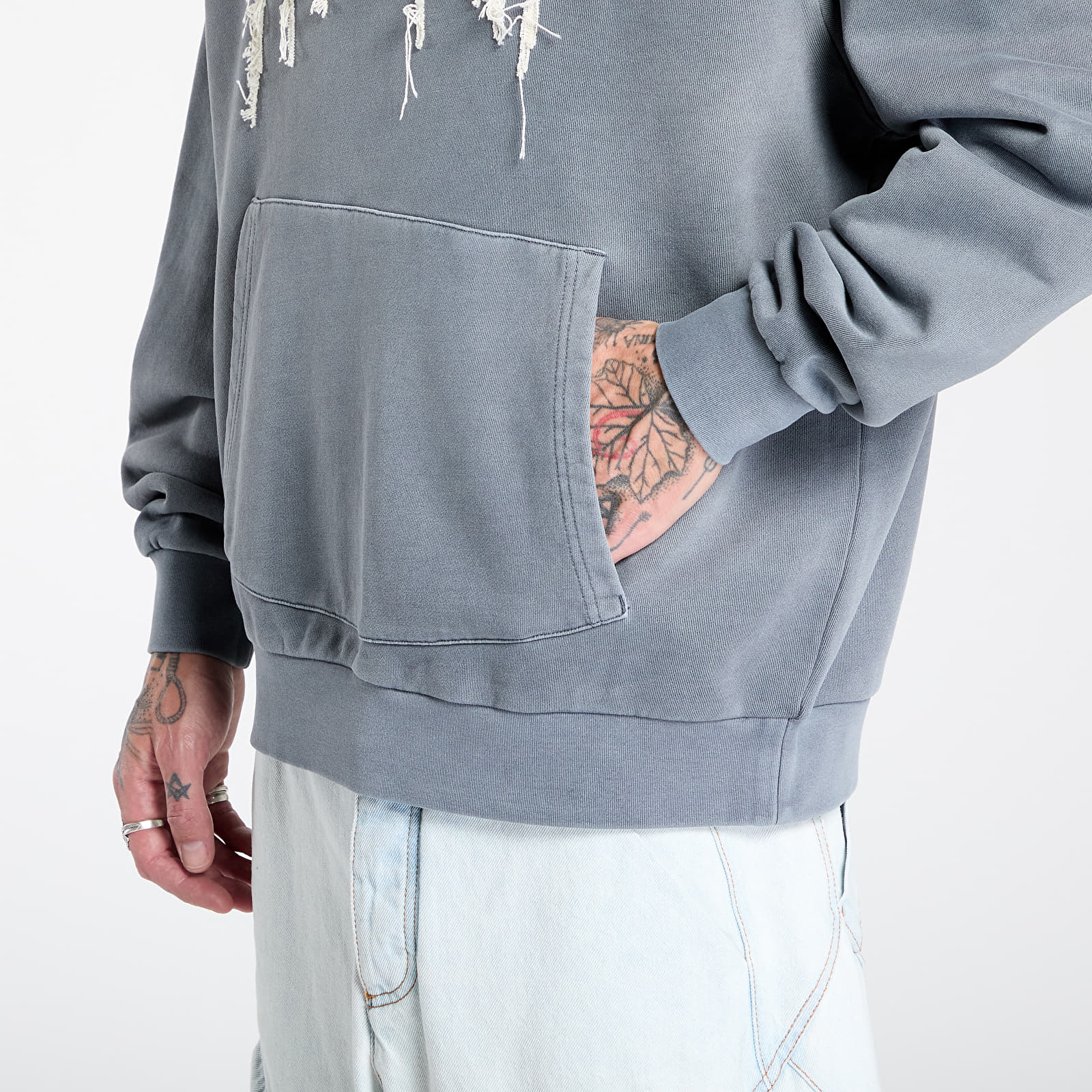 Muške majice RIPNDIP Insano Distressed Hoodie Charcoal Vintage Wash
