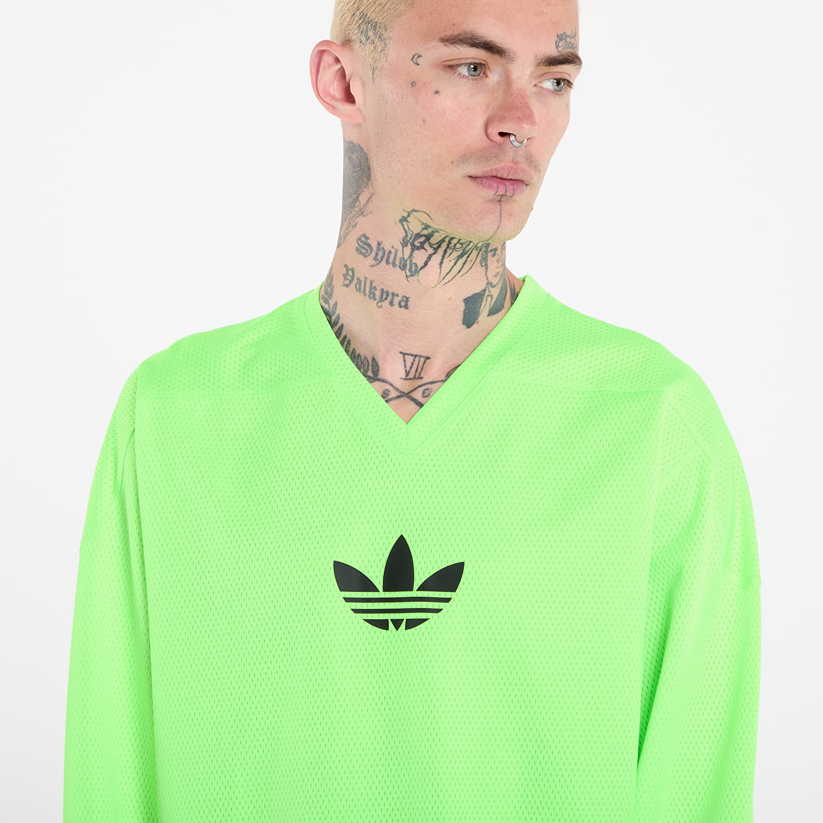 T-shirts til mænd adidas Adicolor Mesh Long Sleeve Tee Signal Green/ Black
