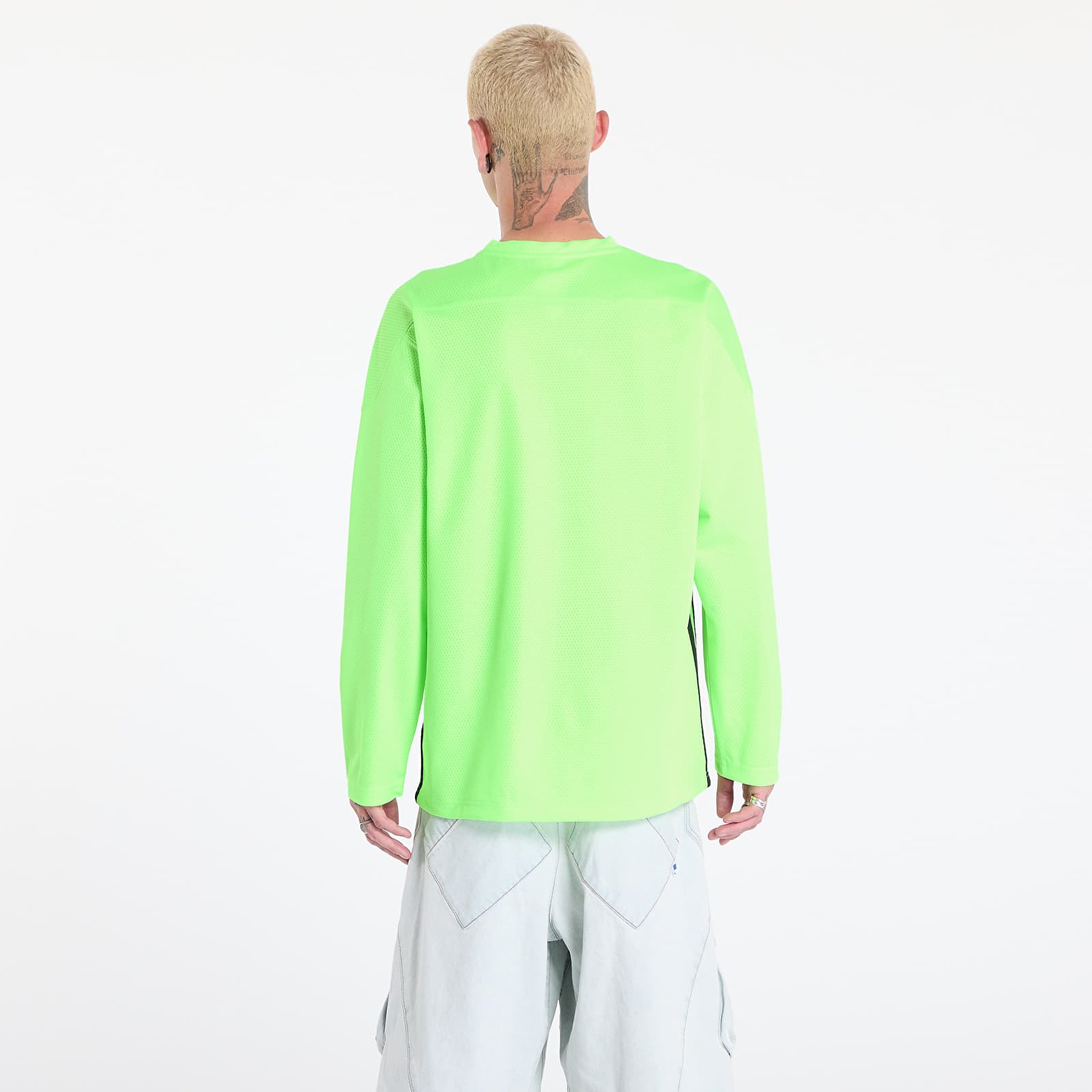 T-shirts til mænd adidas Adicolor Mesh Long Sleeve Tee Signal Green/ Black
