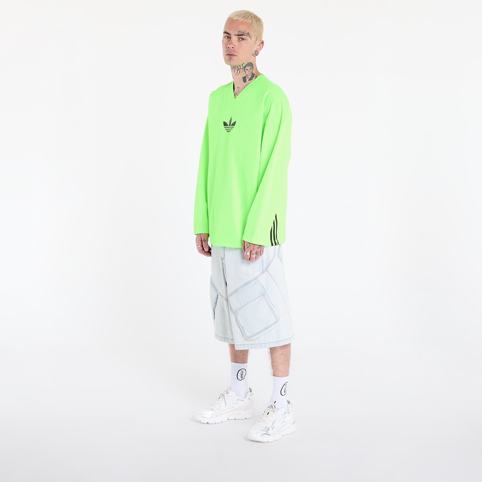 T-shirts til mænd adidas Adicolor Mesh Long Sleeve Tee Signal Green/ Black
