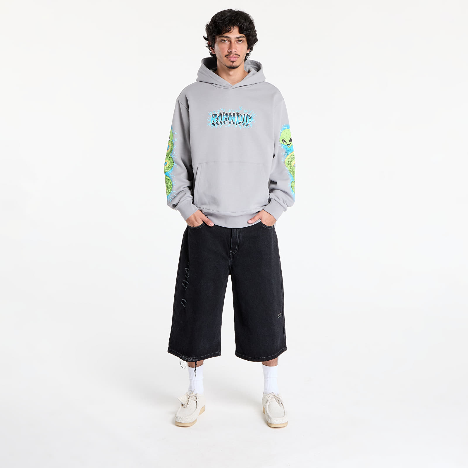 Muške majice RIPNDIP Skull And Bones Hoodie Charcoal